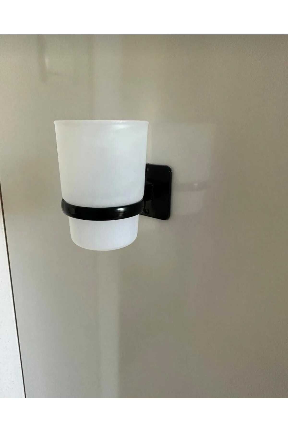DEFNE AVM Güçlü Yapışkanlı Siyah Diş Fırçalık Diş Fırçası Askısı