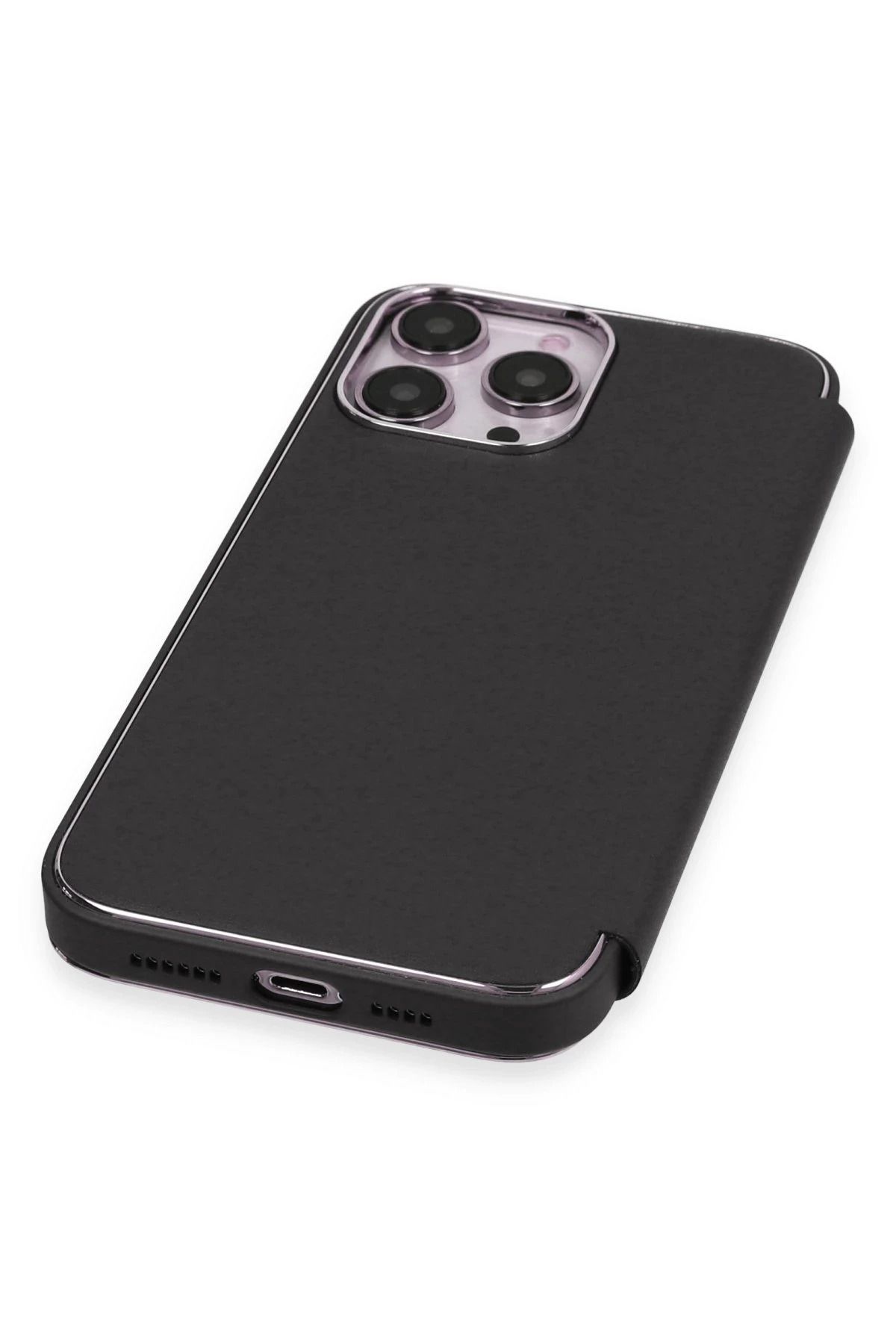 NewFace iPhone 13 Pro Max Kılıf Dolpin Kapaklı - Siyah NRMSA