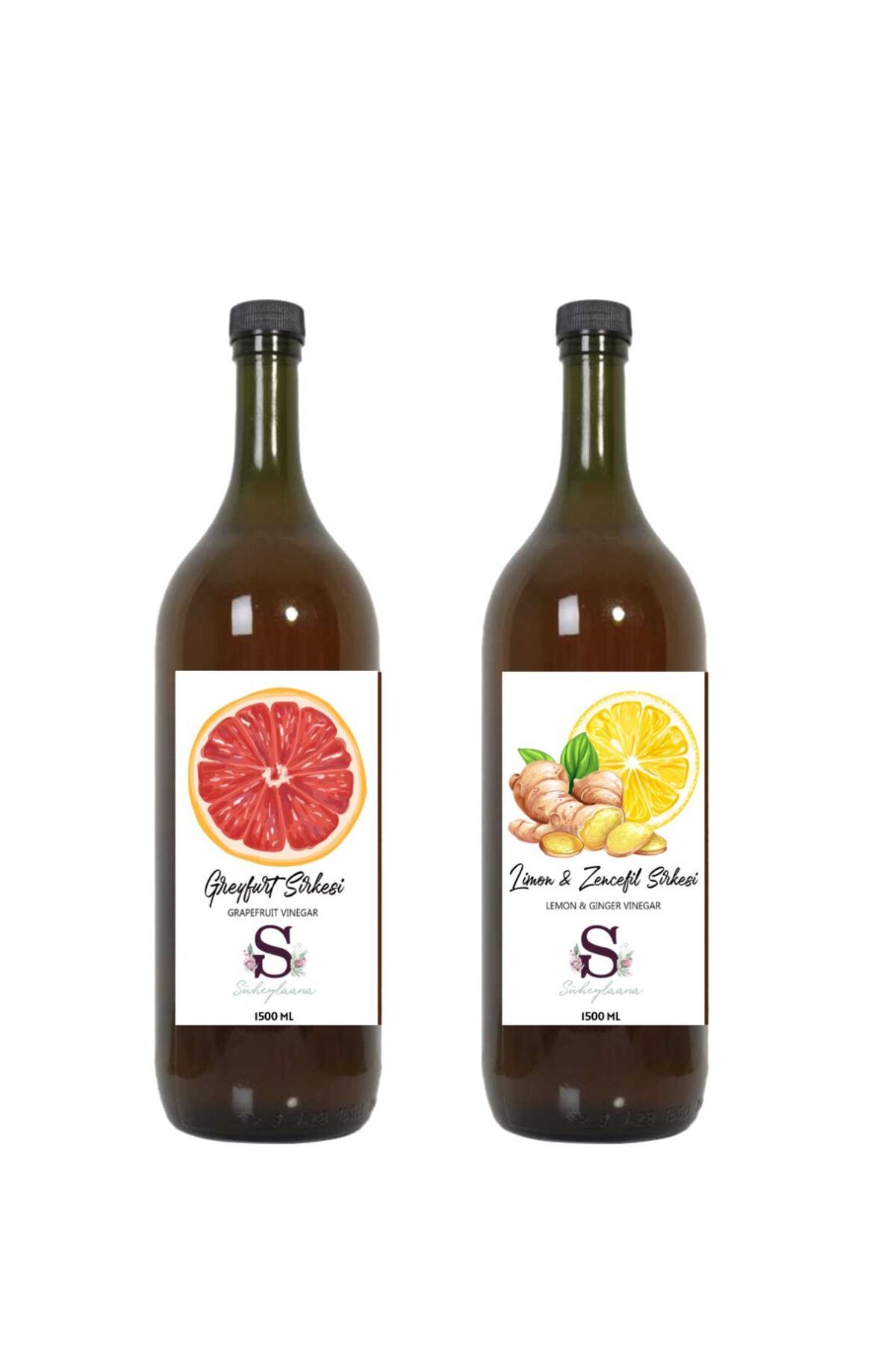 Süheylaana Doğal Greyfurt Sirkesi 1500 Ml - Doğal Limon & Zencefil Sirkesi 1500 Ml
