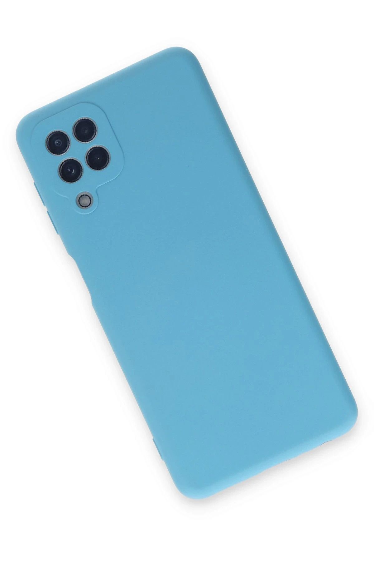 NewFace Galaxy A22 Uyumlu  Kılıf Nano içi Kadife Silikon - Mavi BSTMY