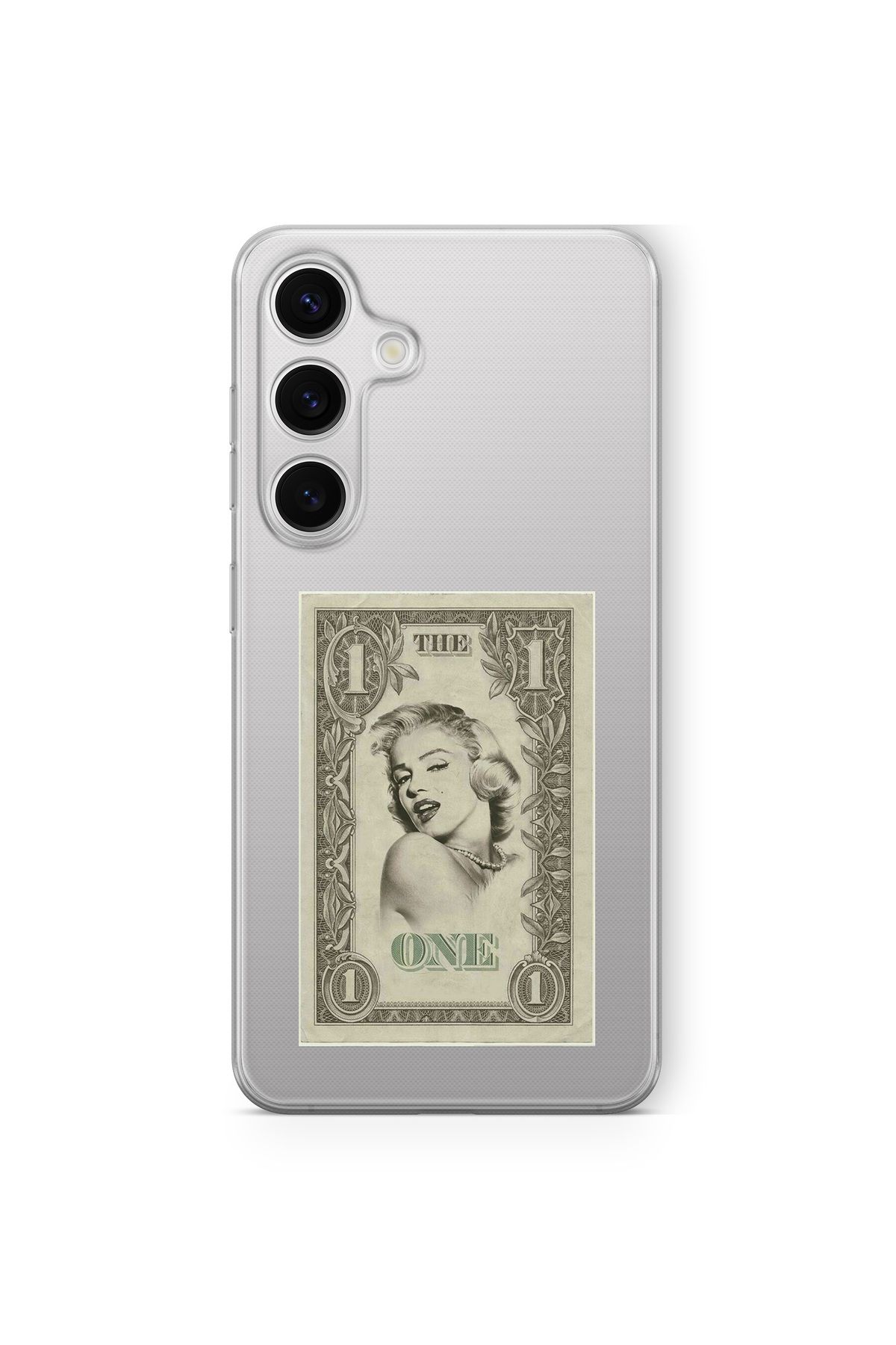 Space Star Samsung Galaxy A24 Uyumlu Marilyn Monroe Dolar Tasarım Baskılı Şeffaf Kılıf