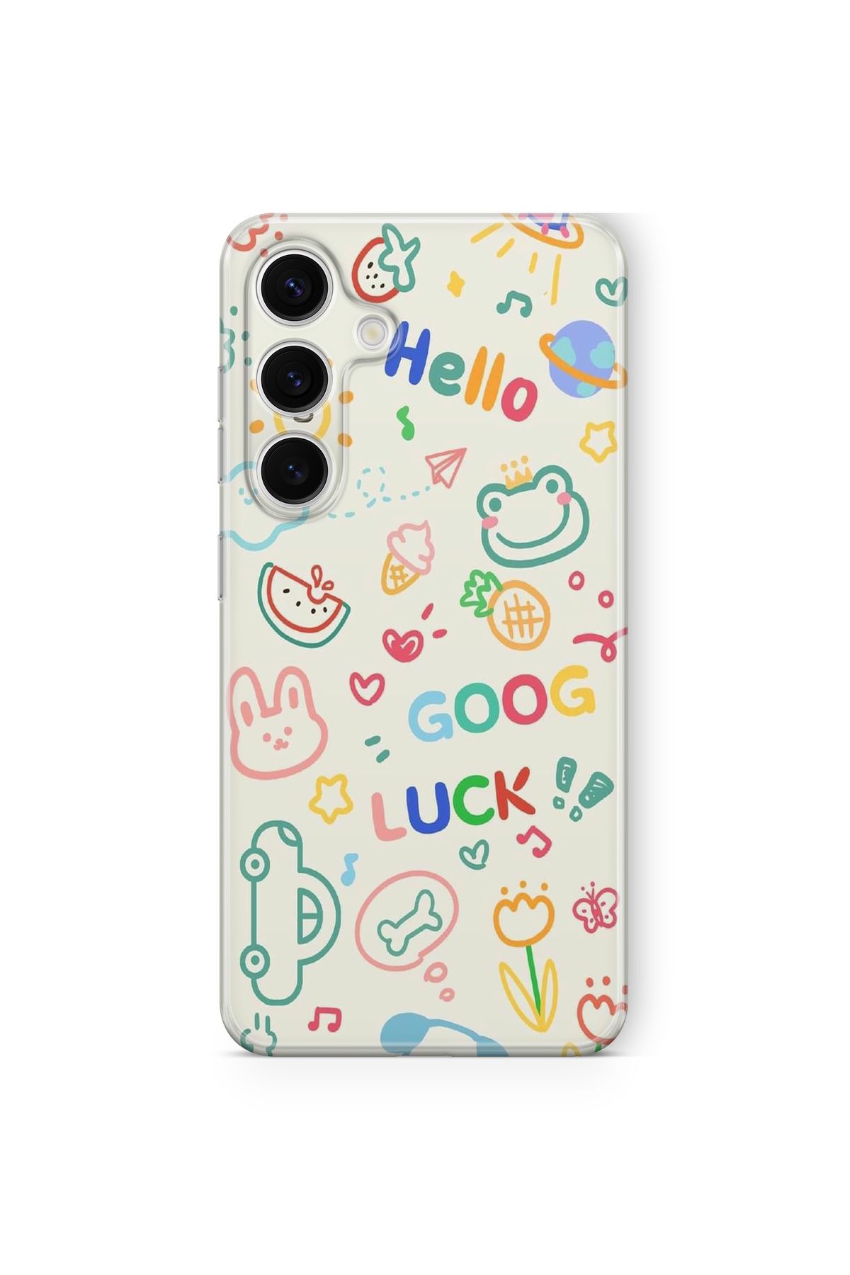 Space Star Samsung Galaxy S24 Fe Uyumlu Hello Tasarım Baskılı Şeffaf Kılıf
