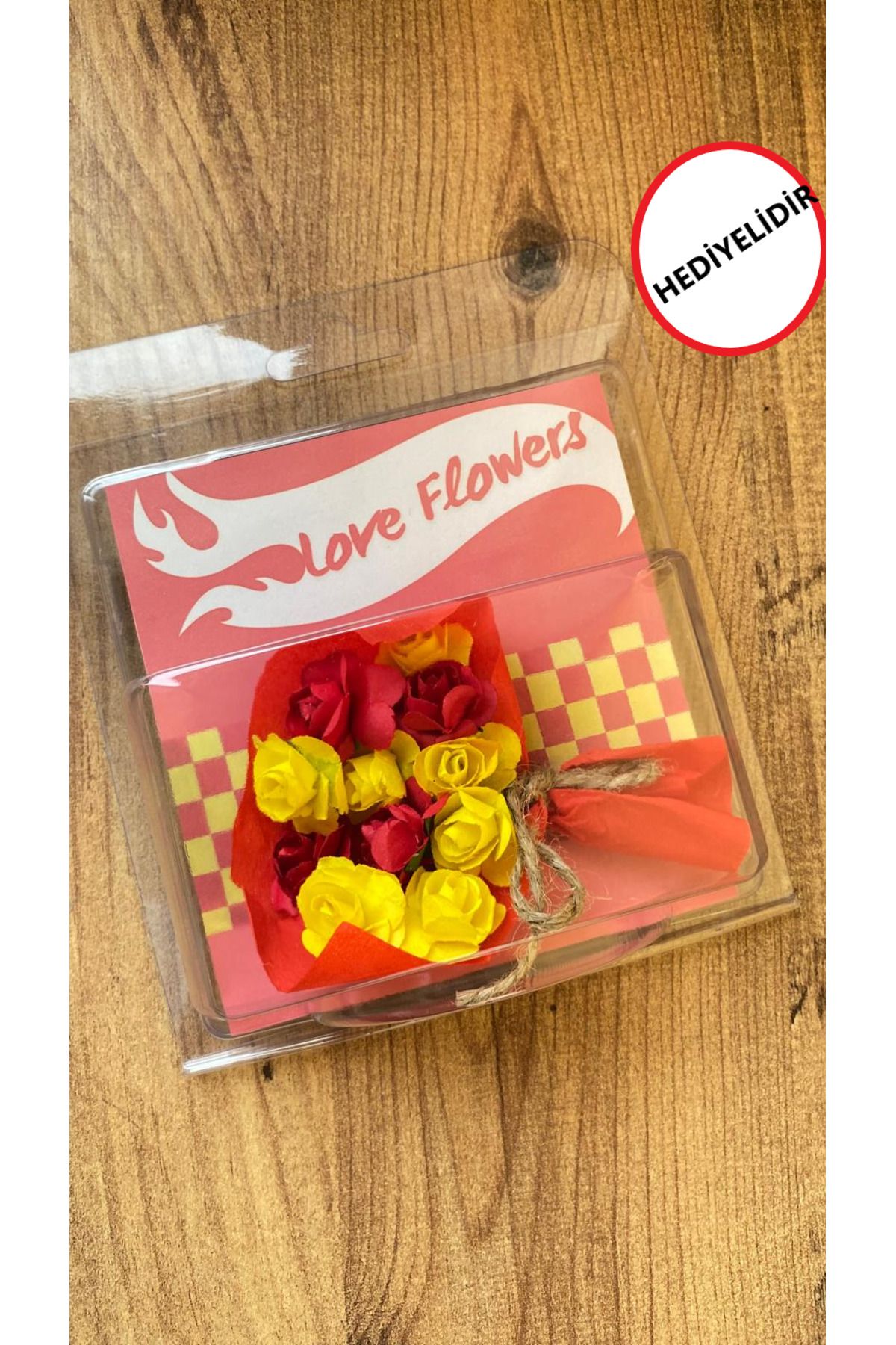 VANİSCE Love Flowers Sarı Kırmızı GS Tasarım Çiçek Buketi, Sevgili, Arkadaş 2'li Bileklik Seti