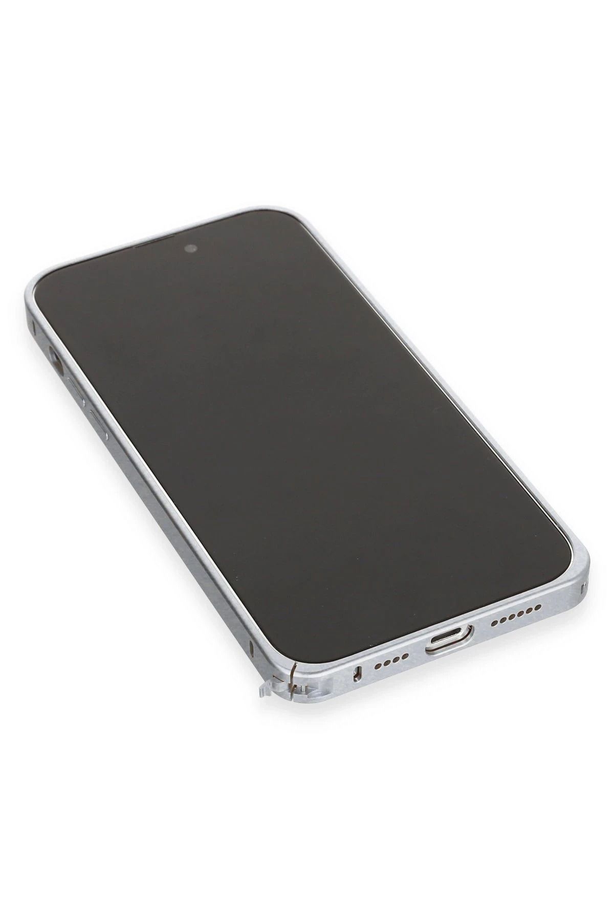 Joko iPhone 15 Pro Metal Bumper Mat Kapak - Gri WLZOR