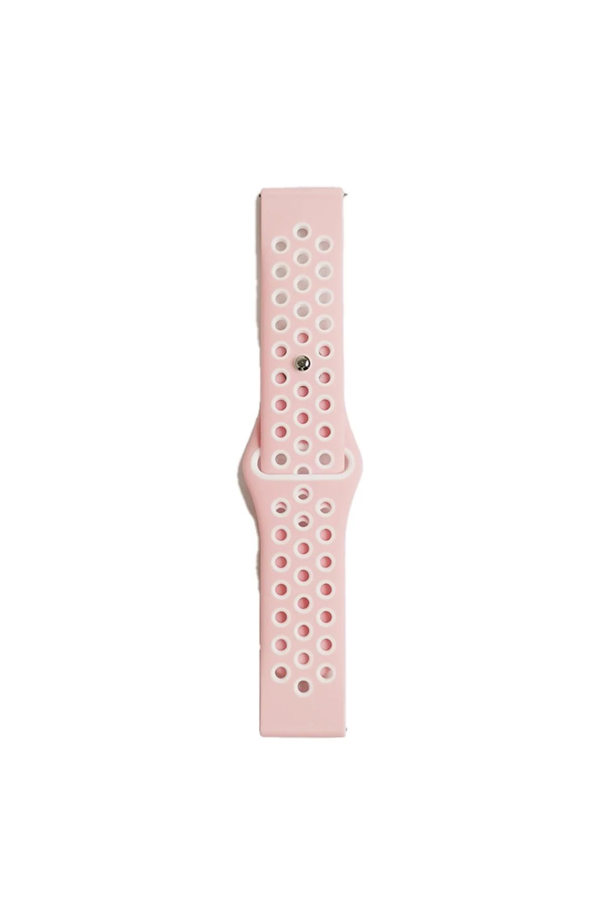 NewFace Watch 22mm Spor Delikli Kordon - Pembe-Beyaz BSTMY