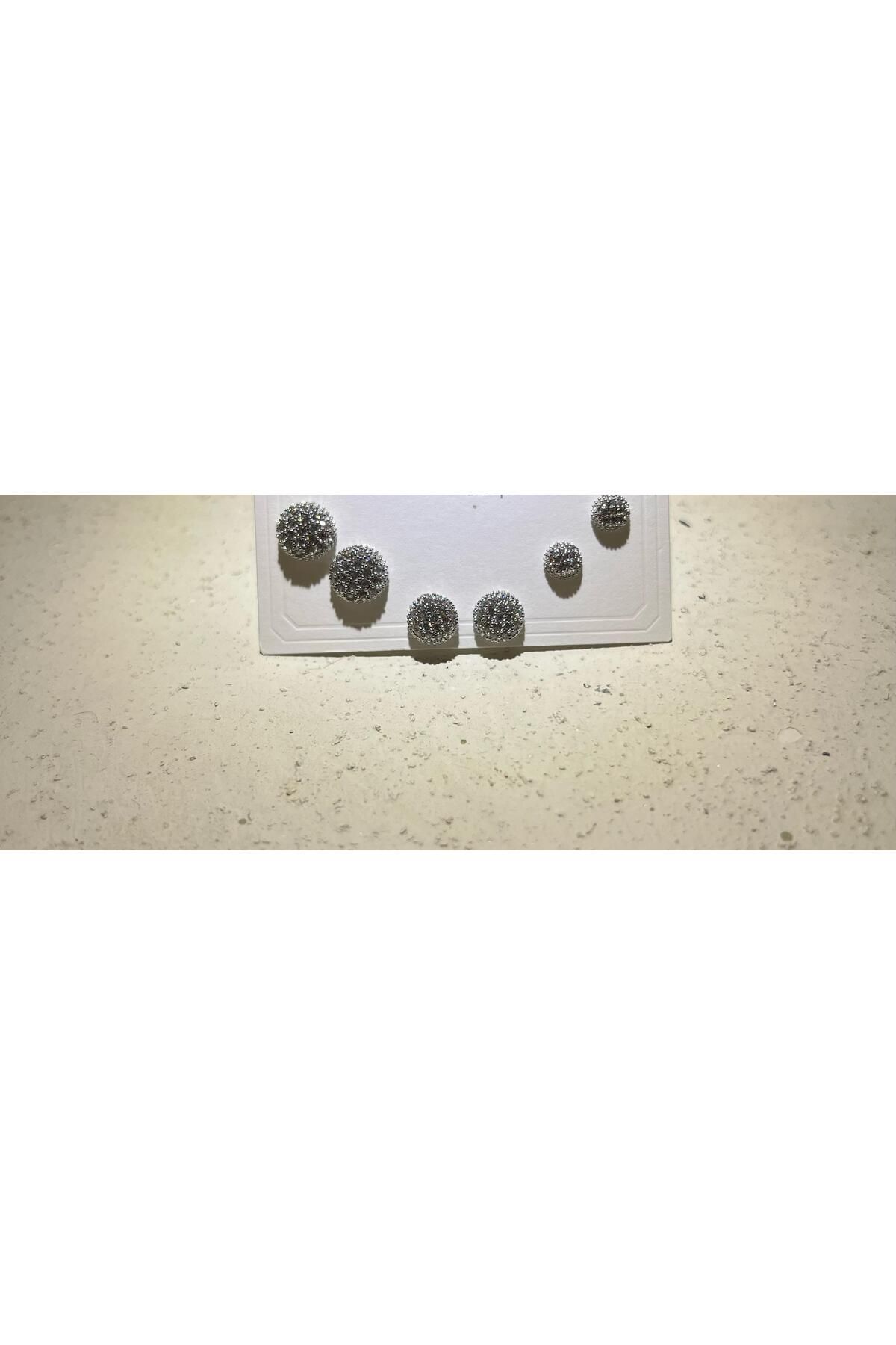 ATELİER BEREN 6 ’lı Zirkon Taşlı Küpe Seti – Gold & Silver Renk Seçenekli