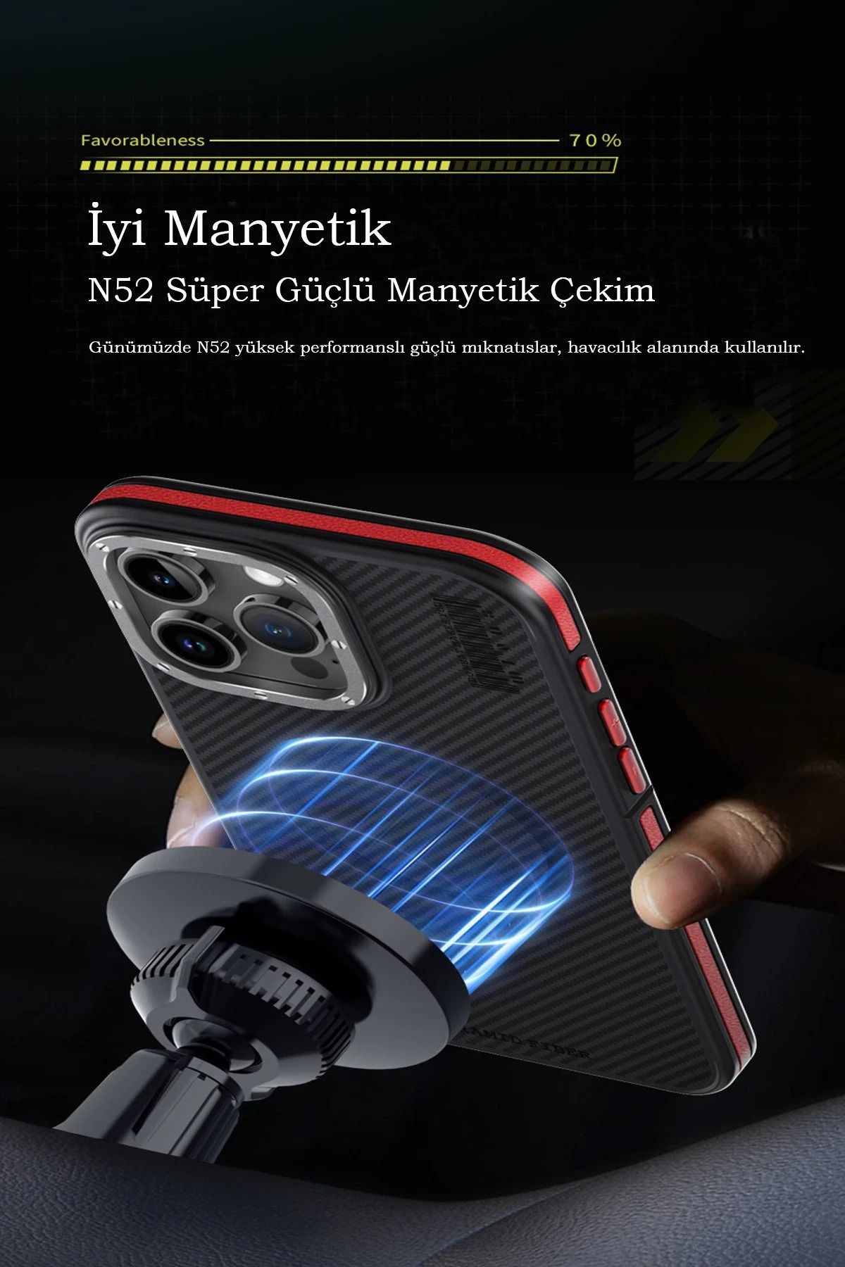Joko iPhone 15 Pro Kılıf Aramid 600D Kevlar Karbon Fiber Magsafe Kapak - Lacivert BSTMY