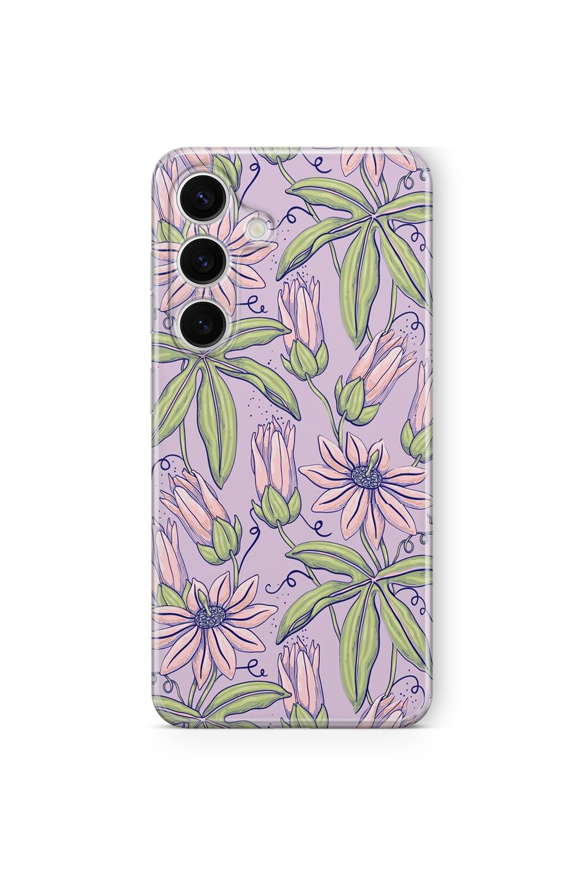 Space Star Samsung Galaxy S24 Uyumlu Flowers Tasarım Baskılı Şeffaf Kılıf