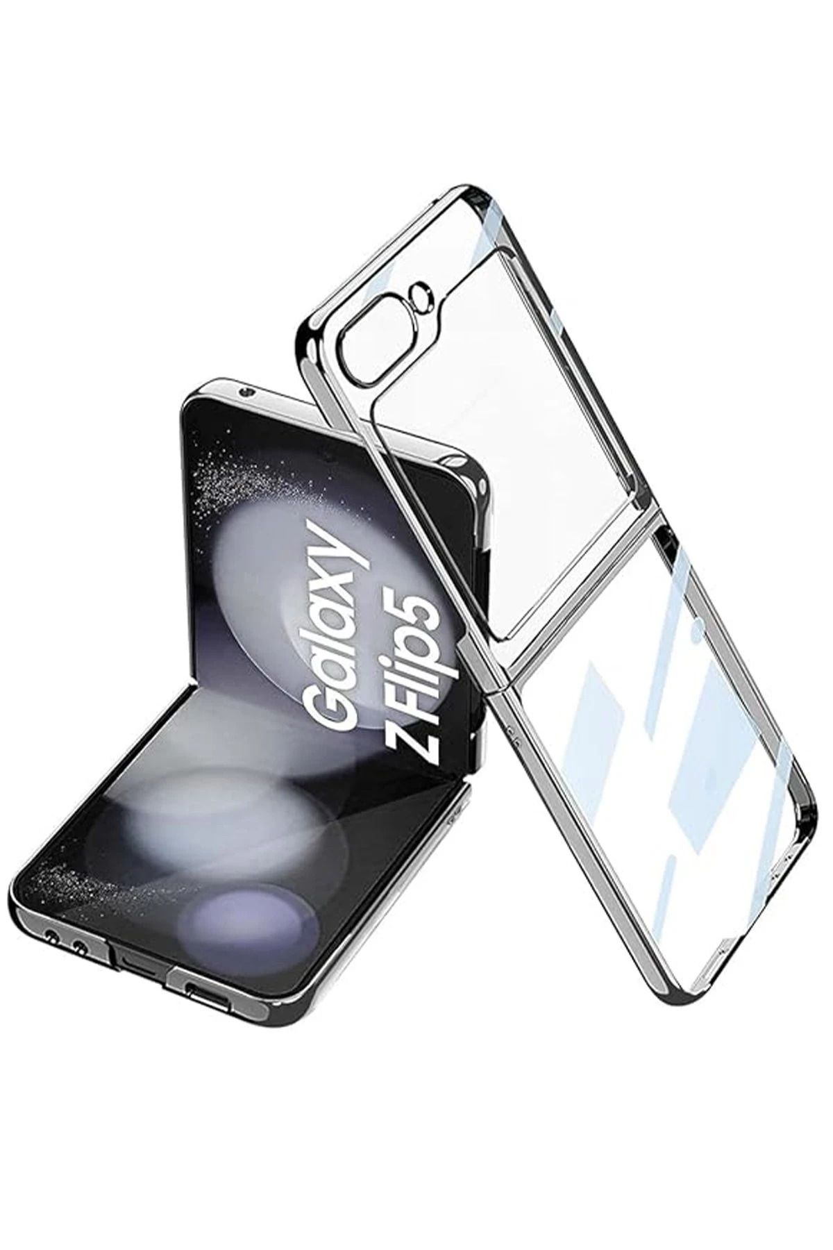 NewFace Samsung Galaxy Z Flip 5 Kılıf Fold Element Kapak - Gümüş BSTMY