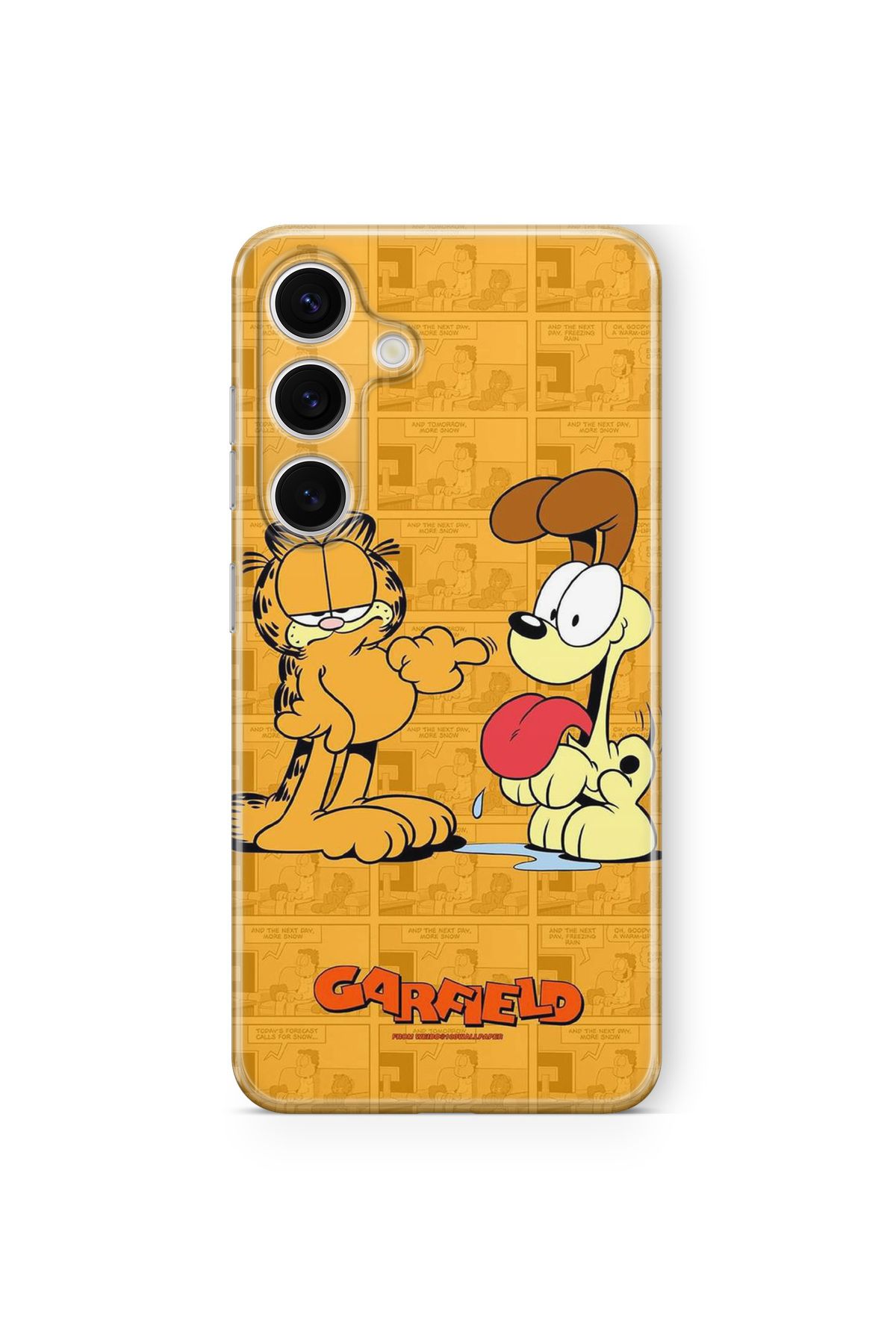 Space Star Samsung Galaxy S24 Fe Uyumlu Garfield ve Odie Tasarım Baskılı Şeffaf Kılıf
