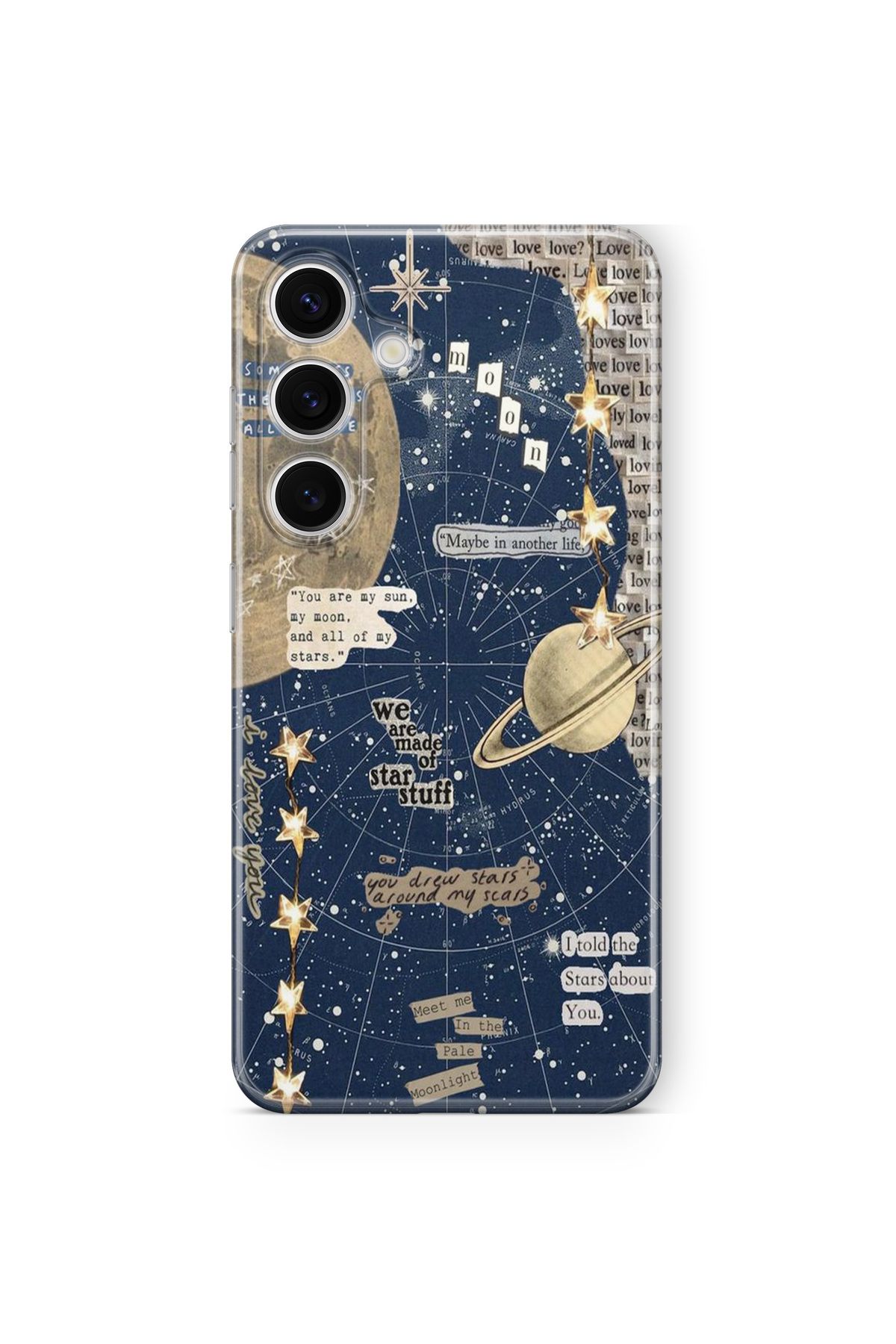 Space Star Samsung Galaxy M34 5G Uyumlu We Are Made of Star Stuff Tasarım Baskılı Şeffaf Kılıf