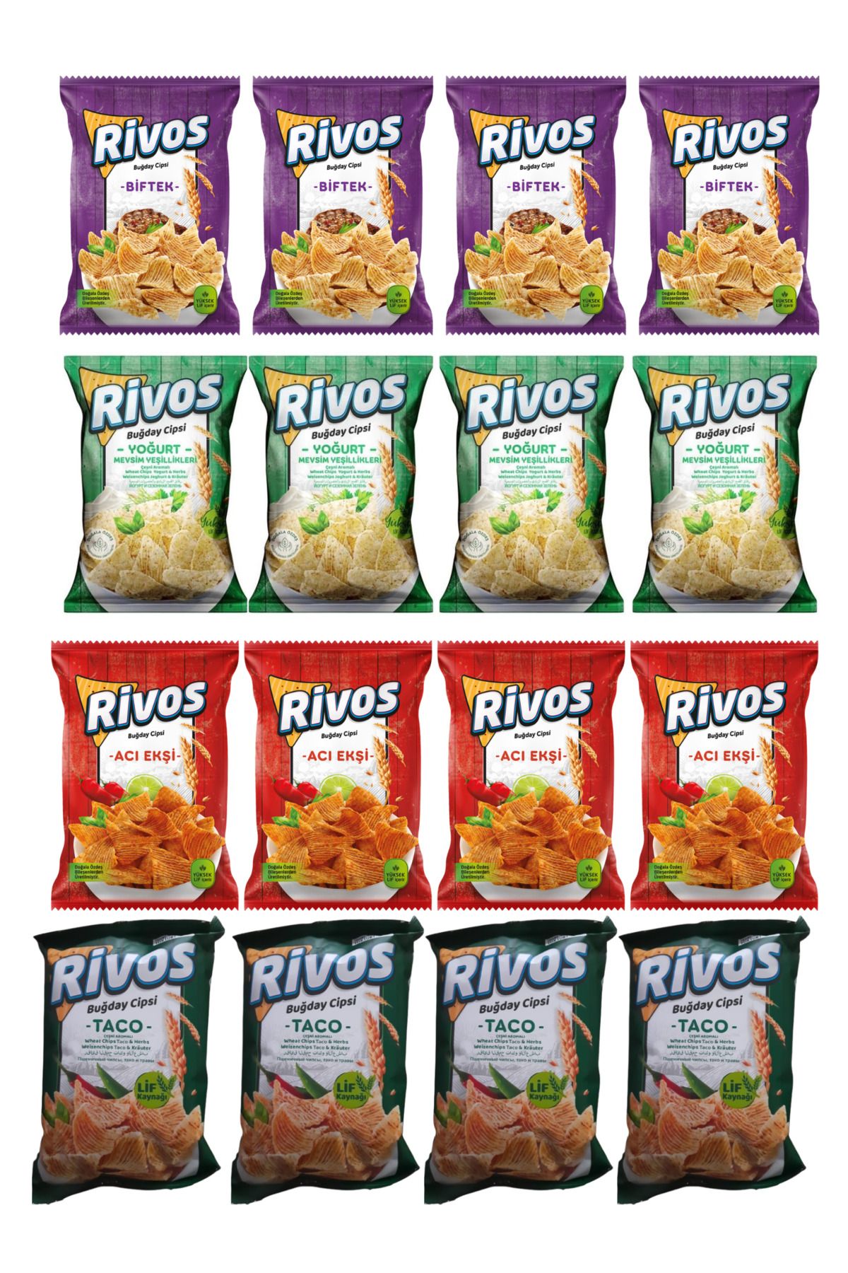 Rivos Buğday cipsi karma 16 paket yeni ürün