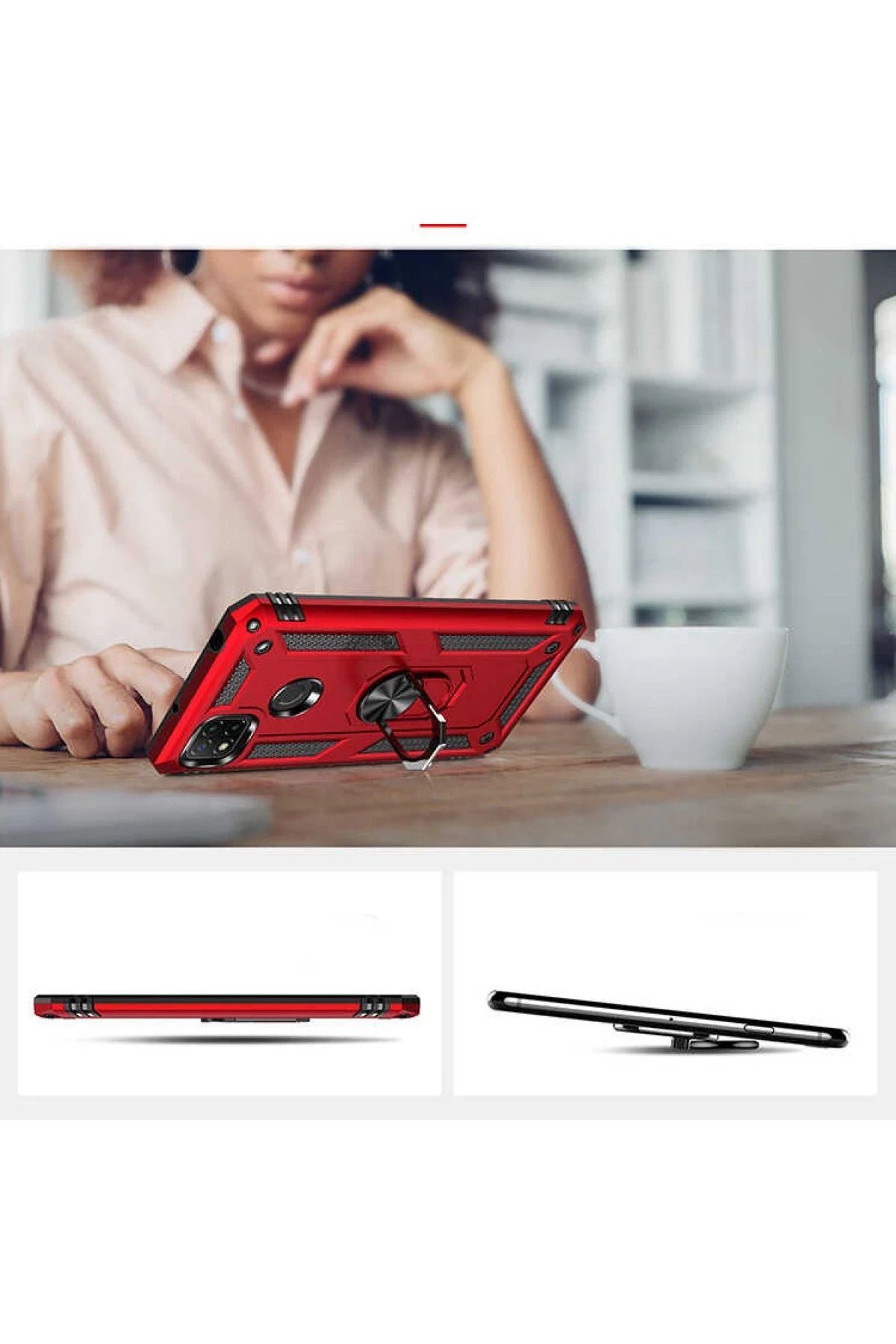 NewFace Xiaomi Redmi 9C Kılıf Sofya Yüzüklü Silikon Kapak - Gold WLZOR