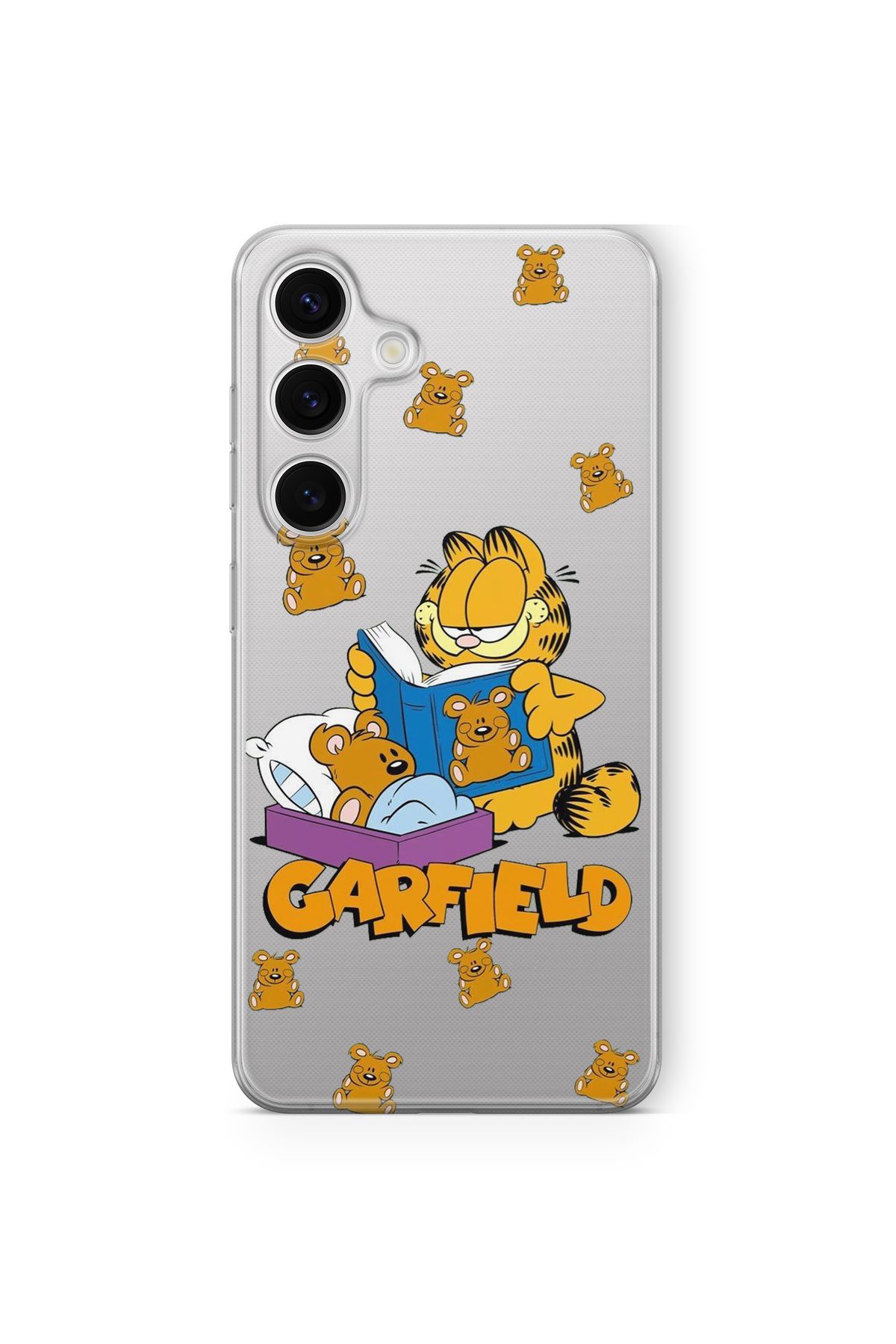 Space Star Samsung Galaxy A15 Uyumlu Garfield ve Ayıcık Tasarım Baskılı Şeffaf Kılıf