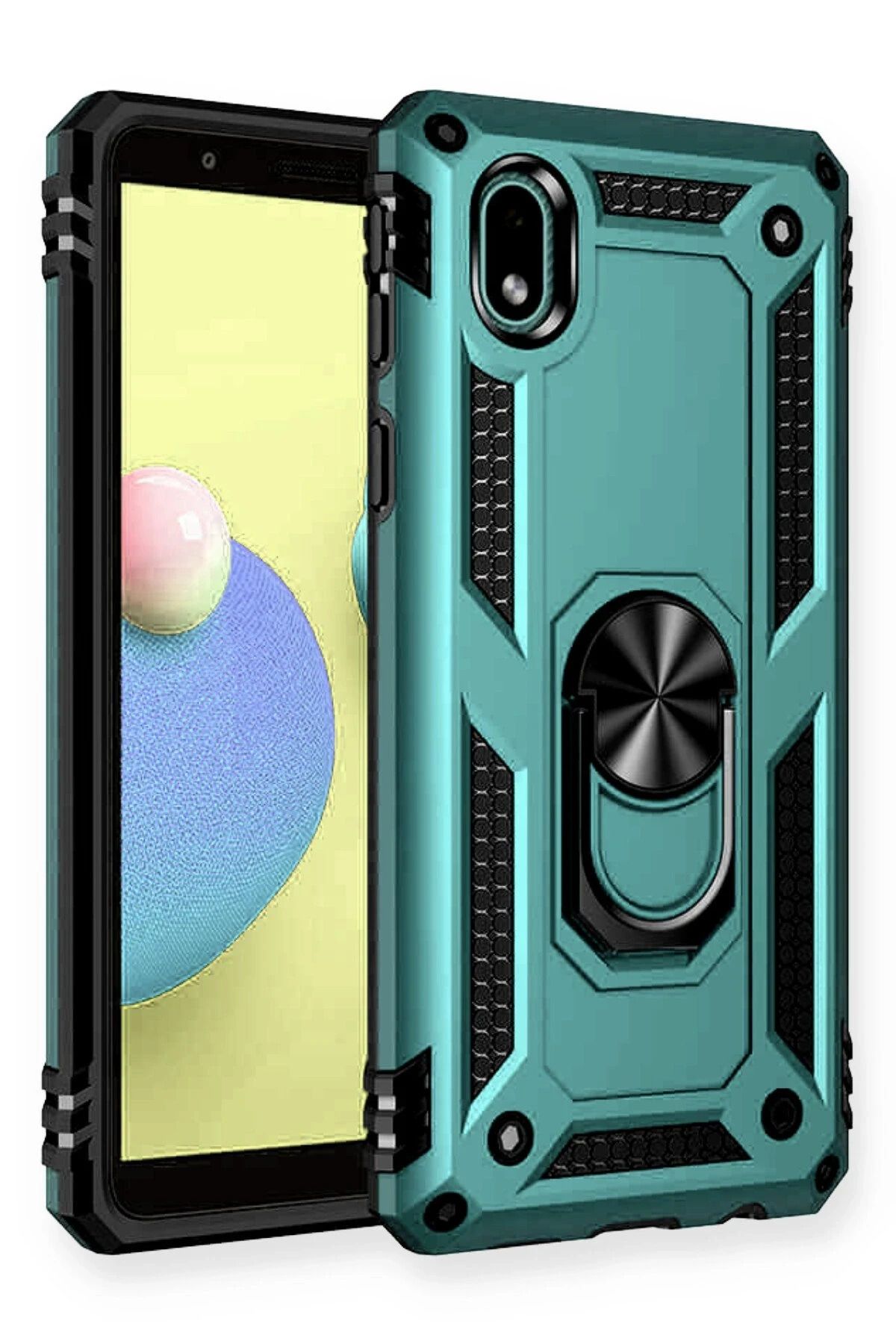 NewFace Samsung Galaxy A01 Core Kılıf Sofya Yüzüklü Silikon Kapak - Yeşil FLKRY