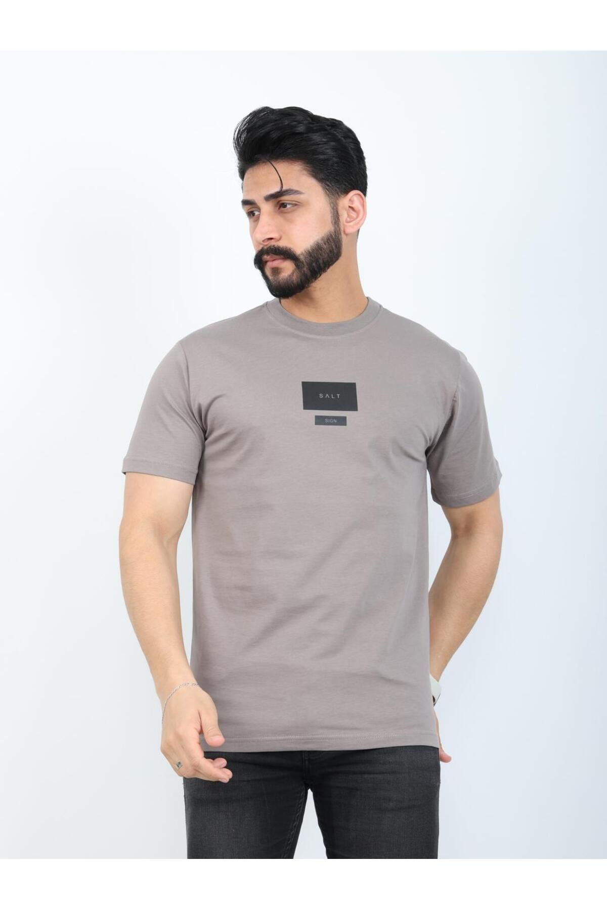 twentyfive25 Erkek Bisiklet Yaka Baskı Detaylı Relaxed Fit Tişört