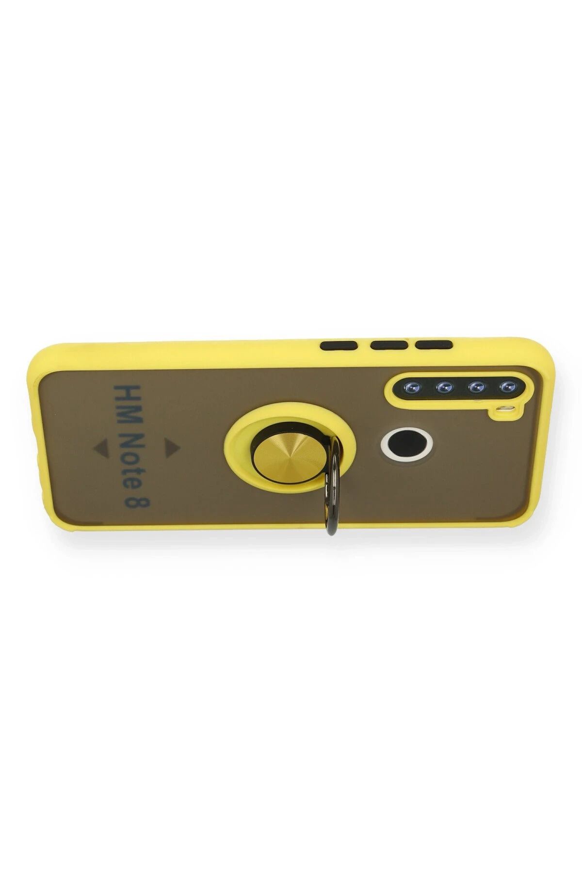 NewFace Xiaomi Redmi Note 8 Kılıf Montreal Yüzüklü Silikon Kapak - Sarı BSTMY