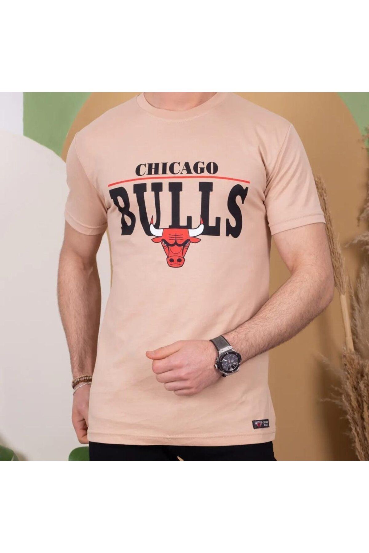 ARUZ MODA Erkek Kısa Kollu Chicago Bulls Baskılı Tişört