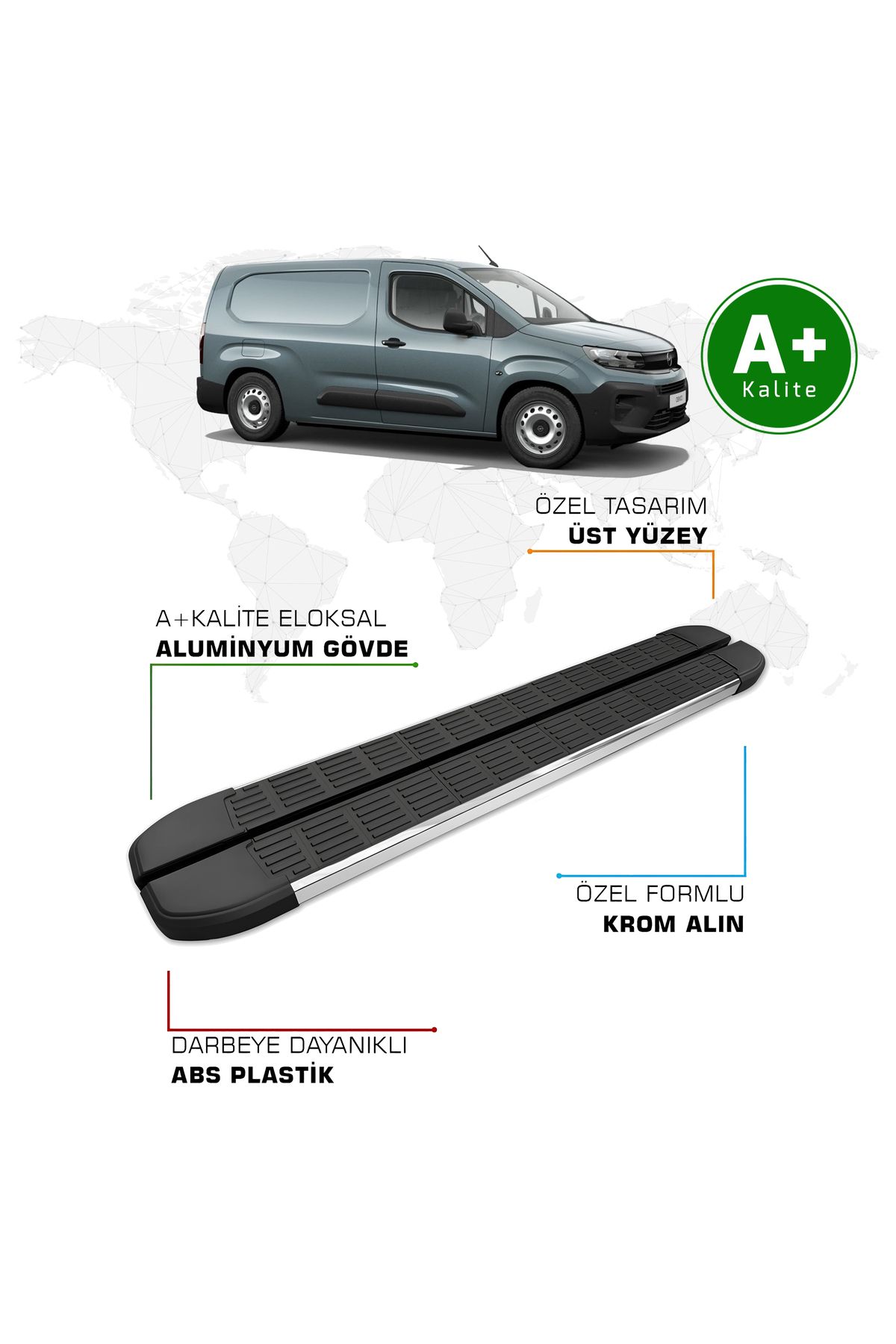 FA OTO AKSESUAR Opel Combo Panelvan Yan Basamak Uzun Şasi 2024 Model ve Sonrası S-Line