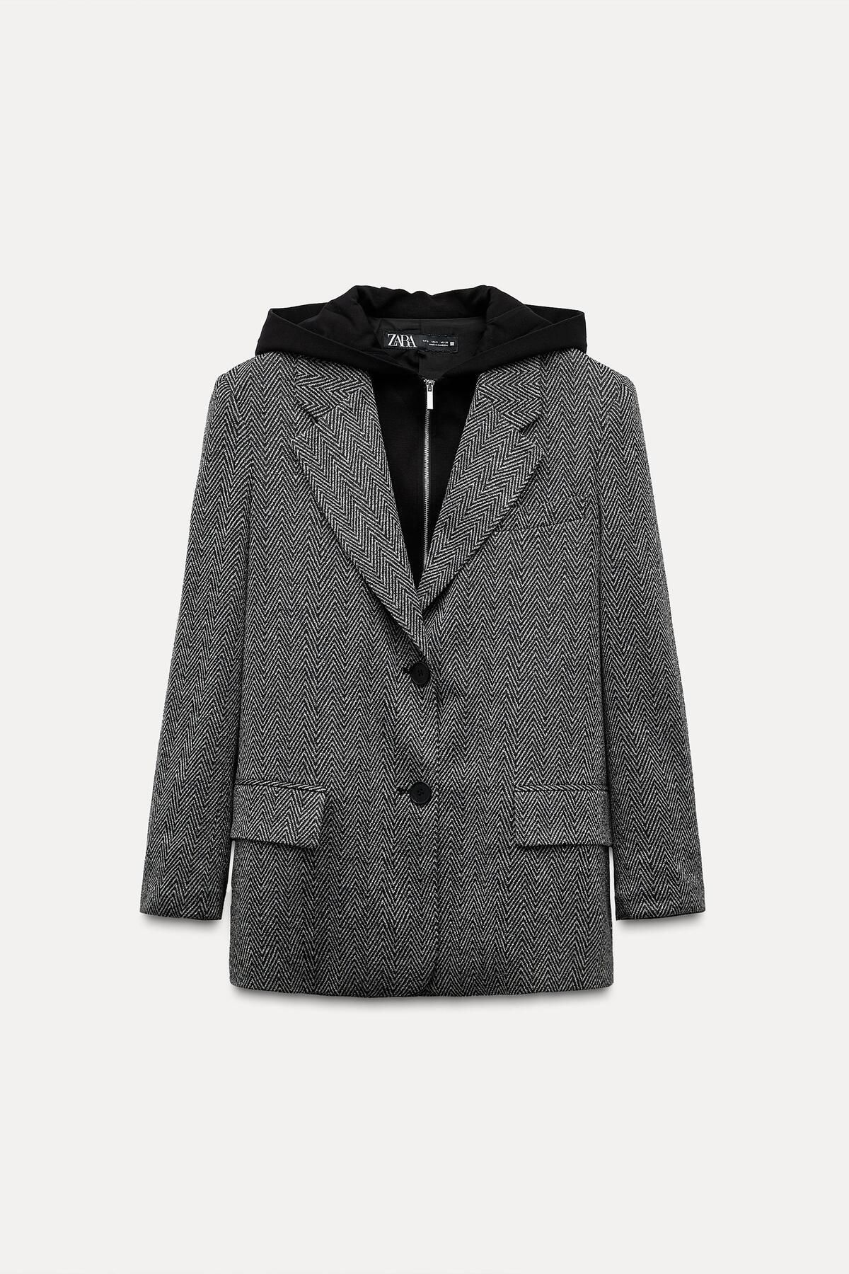 Butik ALLBUCKS ZARA, KONTRAST BALIK SIRTLI KAPÜŞONLU BLAZER CEKET ABZRA1042