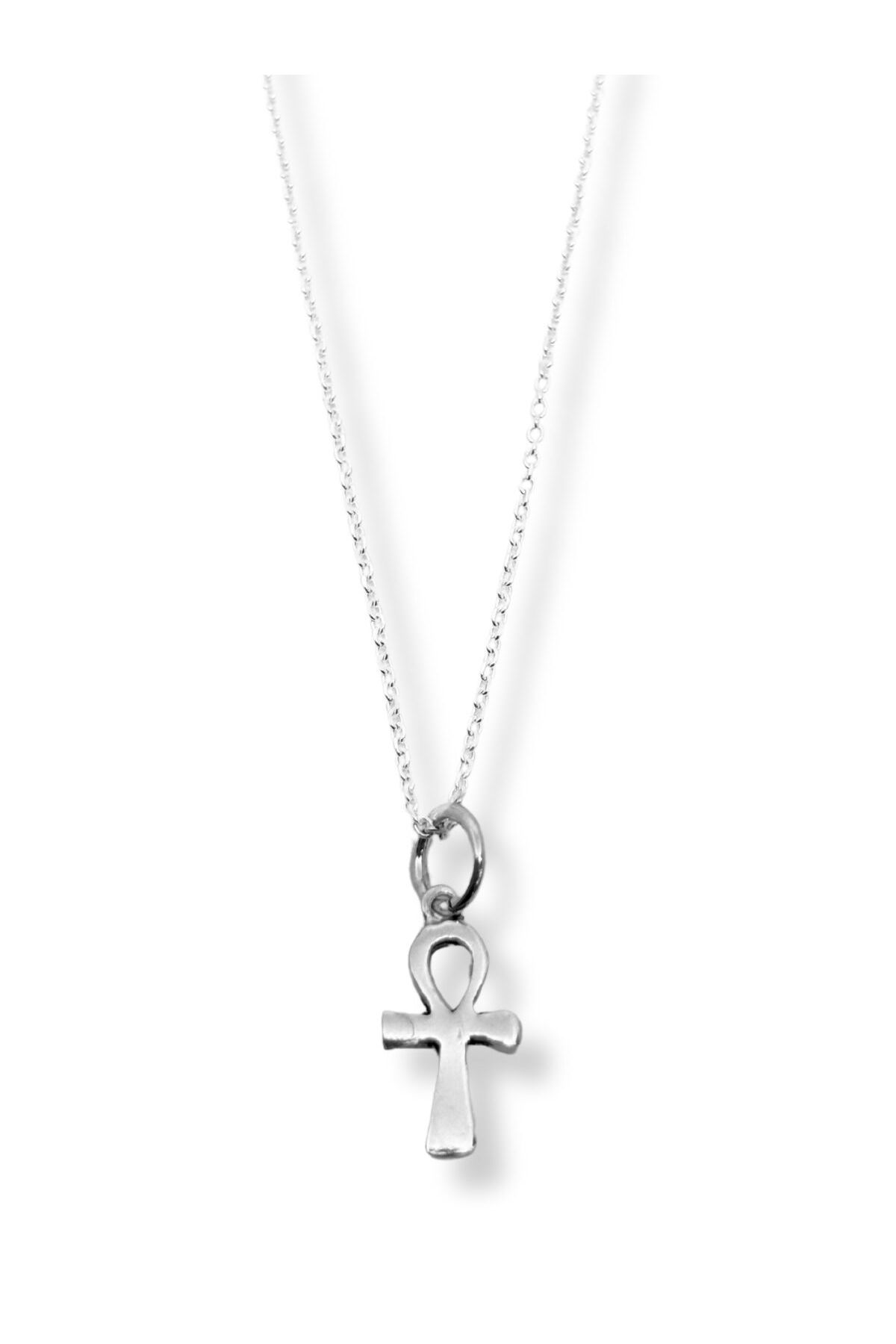 oya silver Minimal Nilin Anahtarı Ankh Gümüş Kolye-1x2.3cm