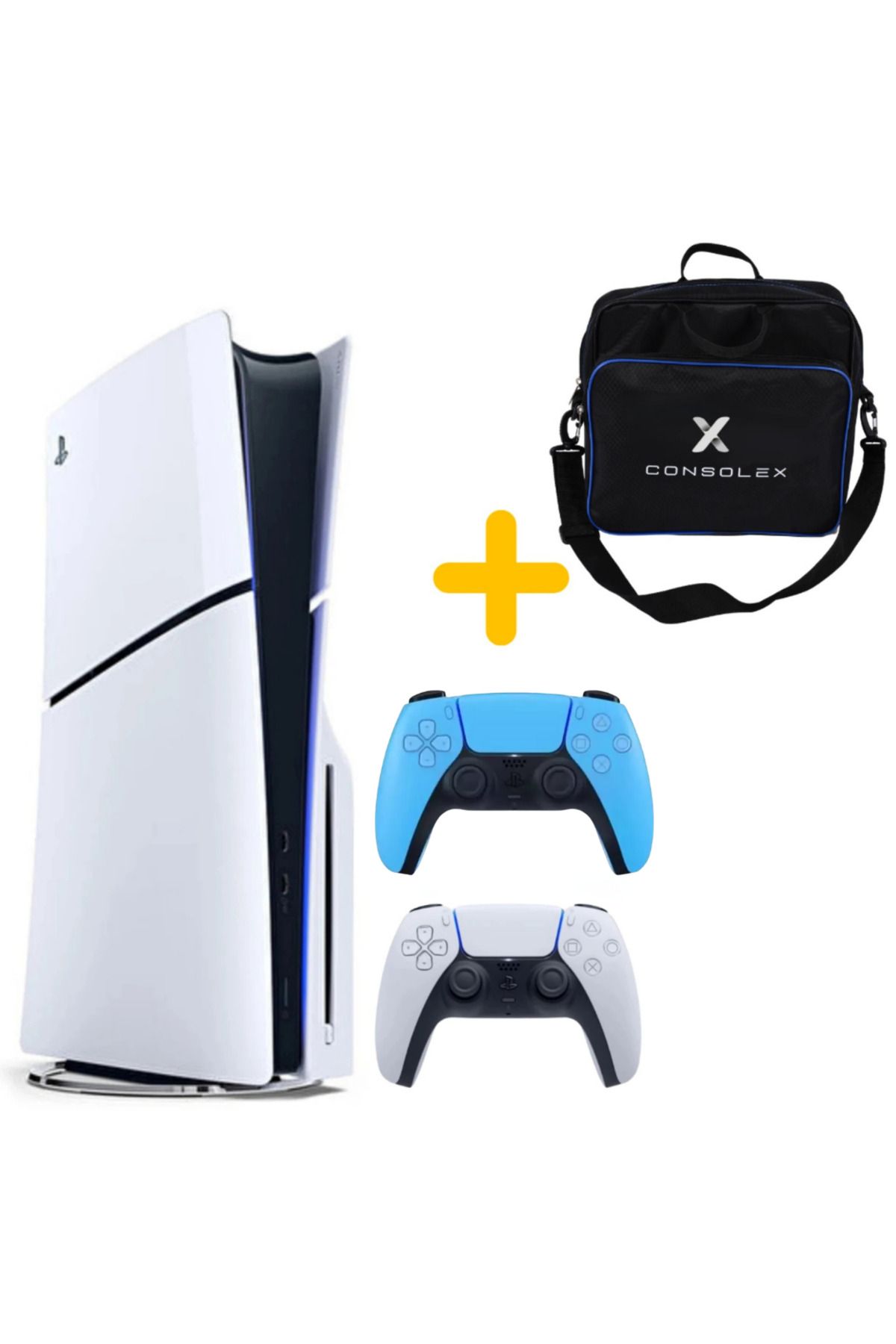 Sony Playstation 5 - CFI 2016 Avrupa - 1 TB Slim Cd Edition Konsol - Çift Kol (Mavi) + ÇANTA
