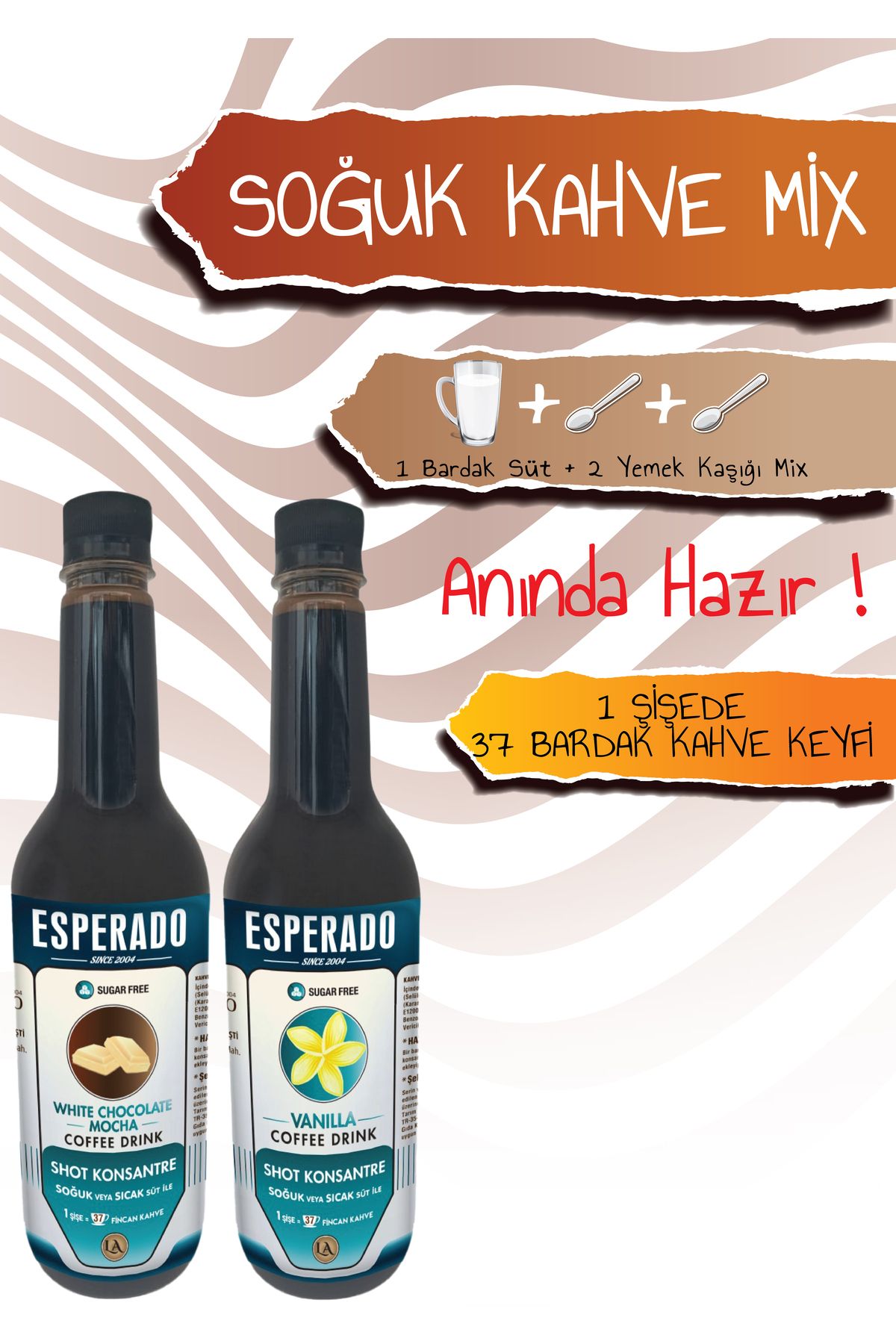 ESPERADO VANİLYA*BEYAZ ÇİKOLATA AROMALI SOĞUK KAHVE MİX 2 Lİ SET 750 ML X 2 ADET