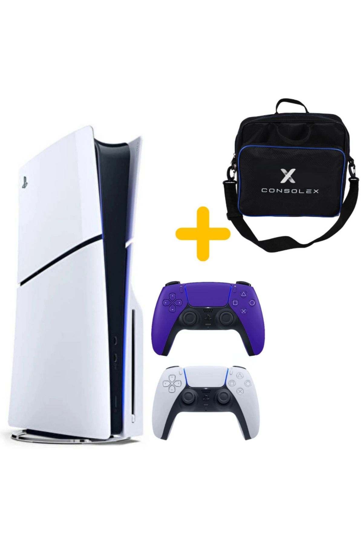 Sony Playstation 5 - CFI 2016 Avrupa - 1 TB Slim Cd Edition Konsol - Çift Kol (Mor) + ÇANTA