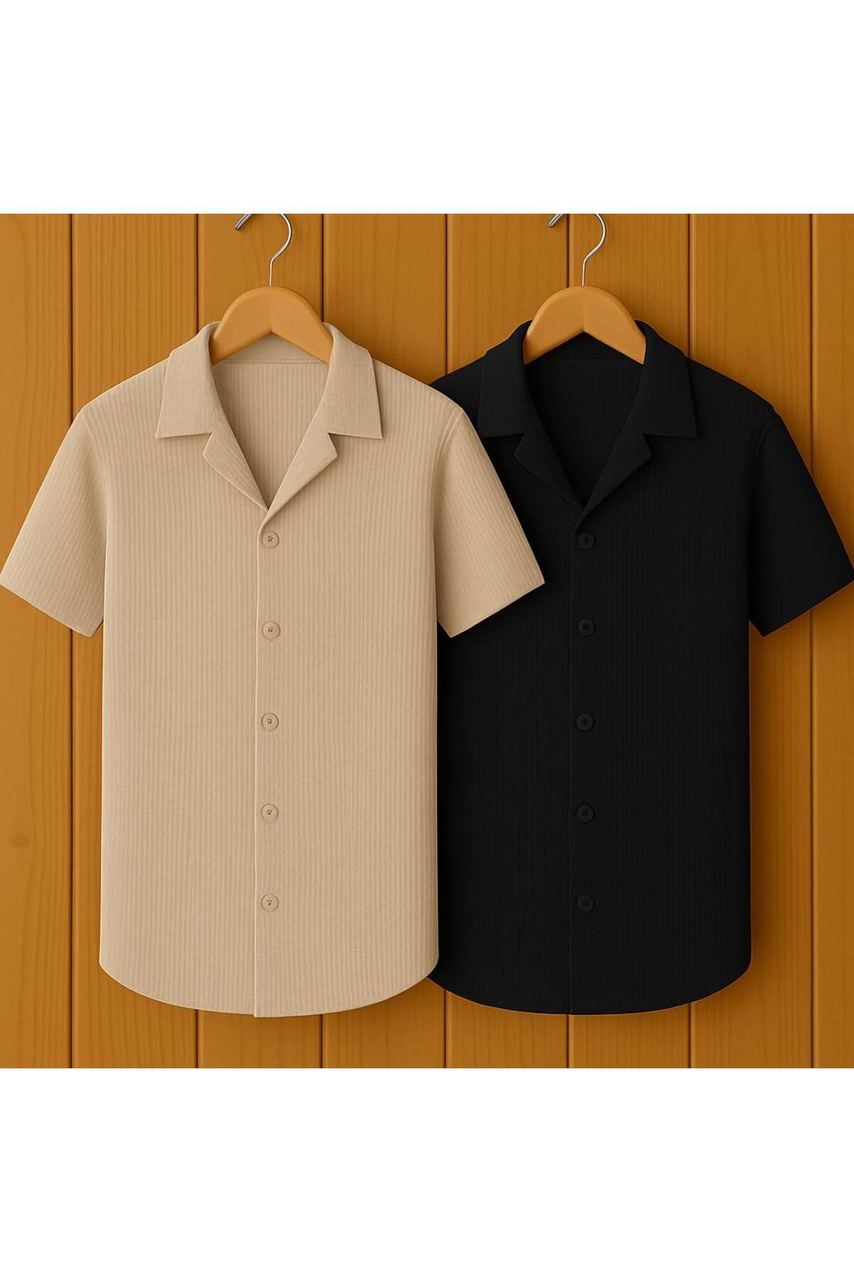 LC Waikiki 2 'li Avantaj paket Yeni Sezon Slim Fit Kısa Kollu Premium Erkek Dokulu Waflle Gömlek
