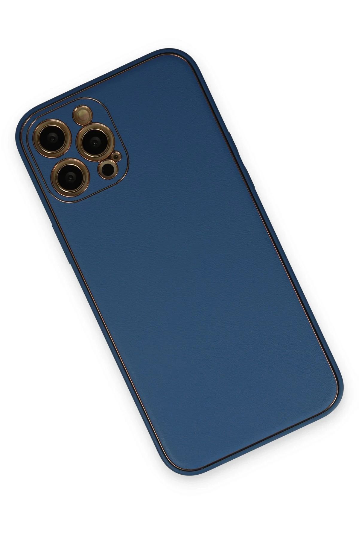NewFace iPhone 12 Pro Max Kılıf Coco Deri Silikon Kapak - Açık Mavi BSTMY