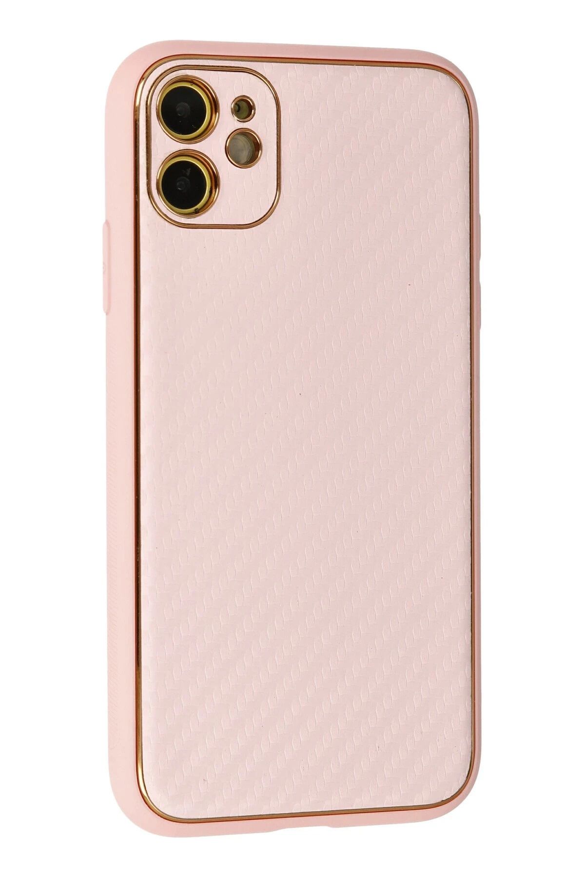 NewFace iPhone 12 Kılıf Coco Karbon Silikon - Pembe FLKRY