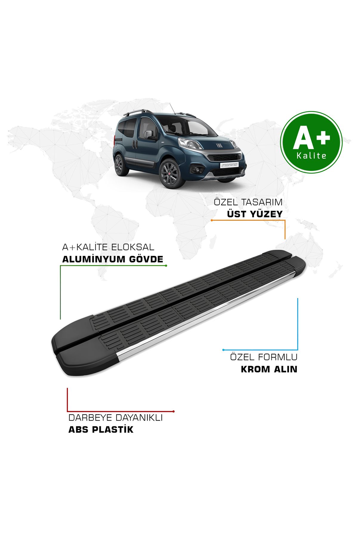 FA OTO AKSESUAR Fiat Fiorino Yan Basamak 2008 Model ve Sonrası S-Line