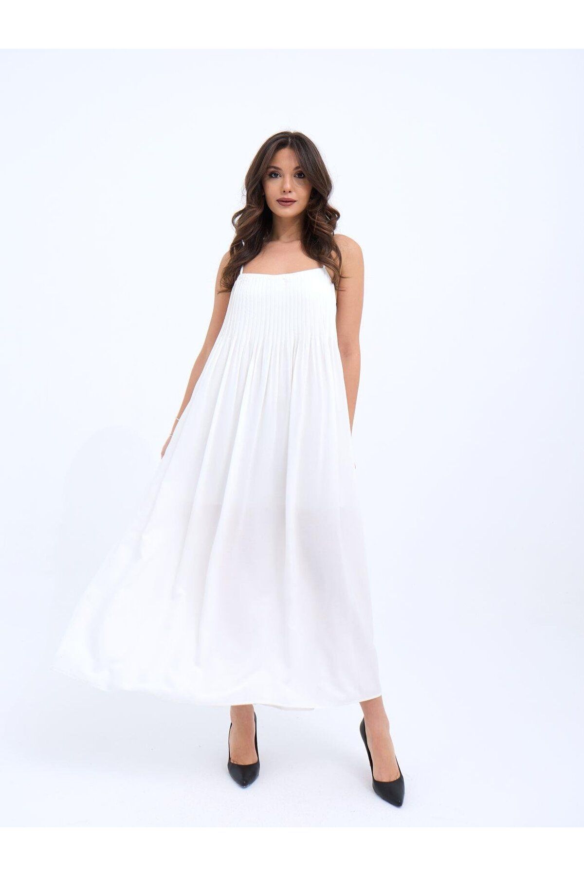 ARUZ MODA 6806 ELBİSE-EKRU
