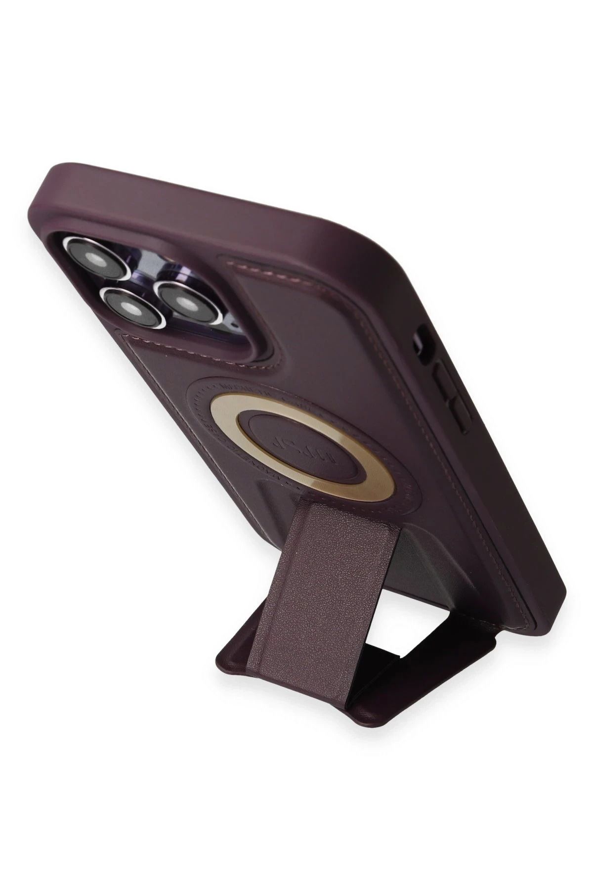 NewFace iPhone 14 Pro Max Kılıf Merkür Magneticsafe Standlı Kapak - Derin Mor BSTMY
