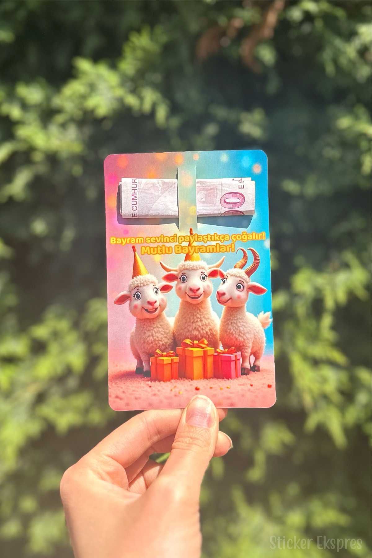 Sticker Ekspres Bayram Harçlık Tebrik Kartı 10 Adet Kurban Bayramı Hediye Kartı Bayram Hediyesi