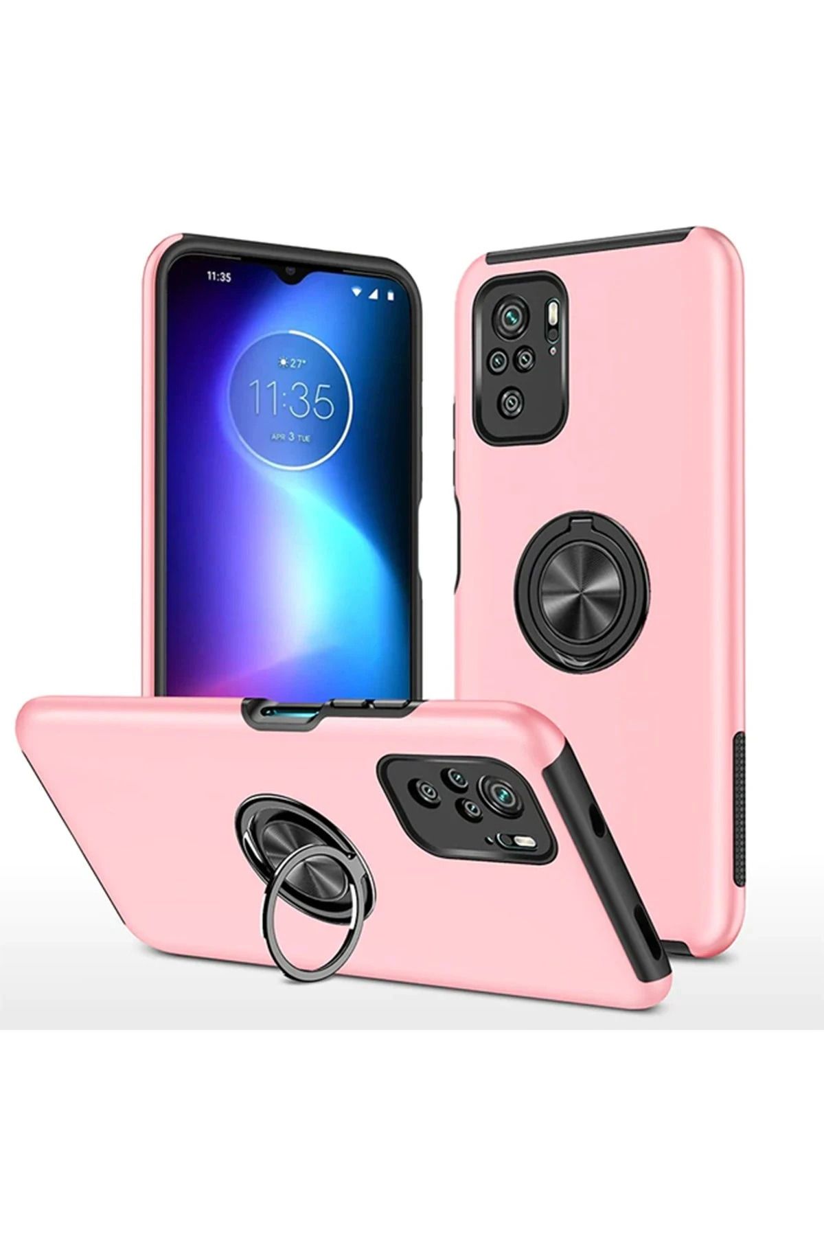 NewFace Xiaomi Poco F3 Kılıf Elit Yüzüklü Kapak - Pembe FLKRY