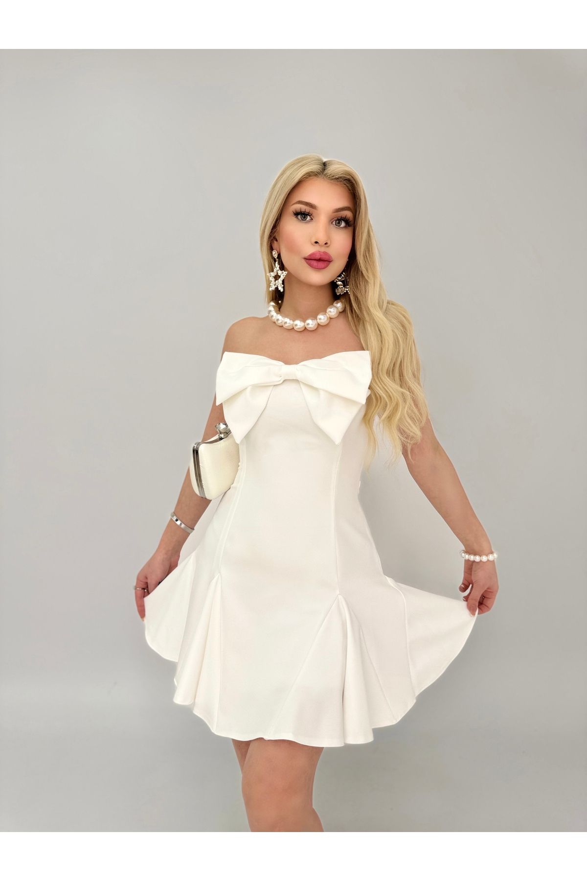 LEKİ BUTİK Aide Fiyonk Detay Mini Elbise
