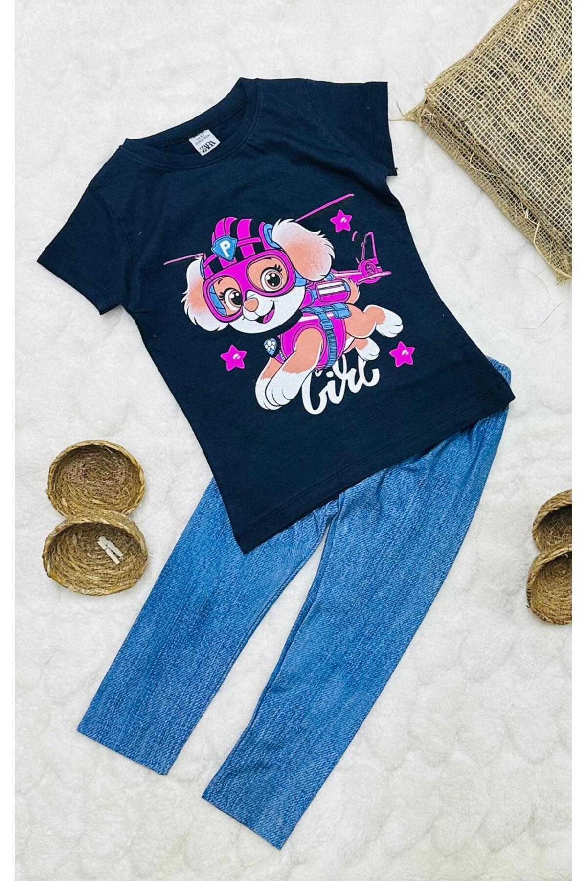 Teymbaby-Dog Printed Girl's Tights Set 1