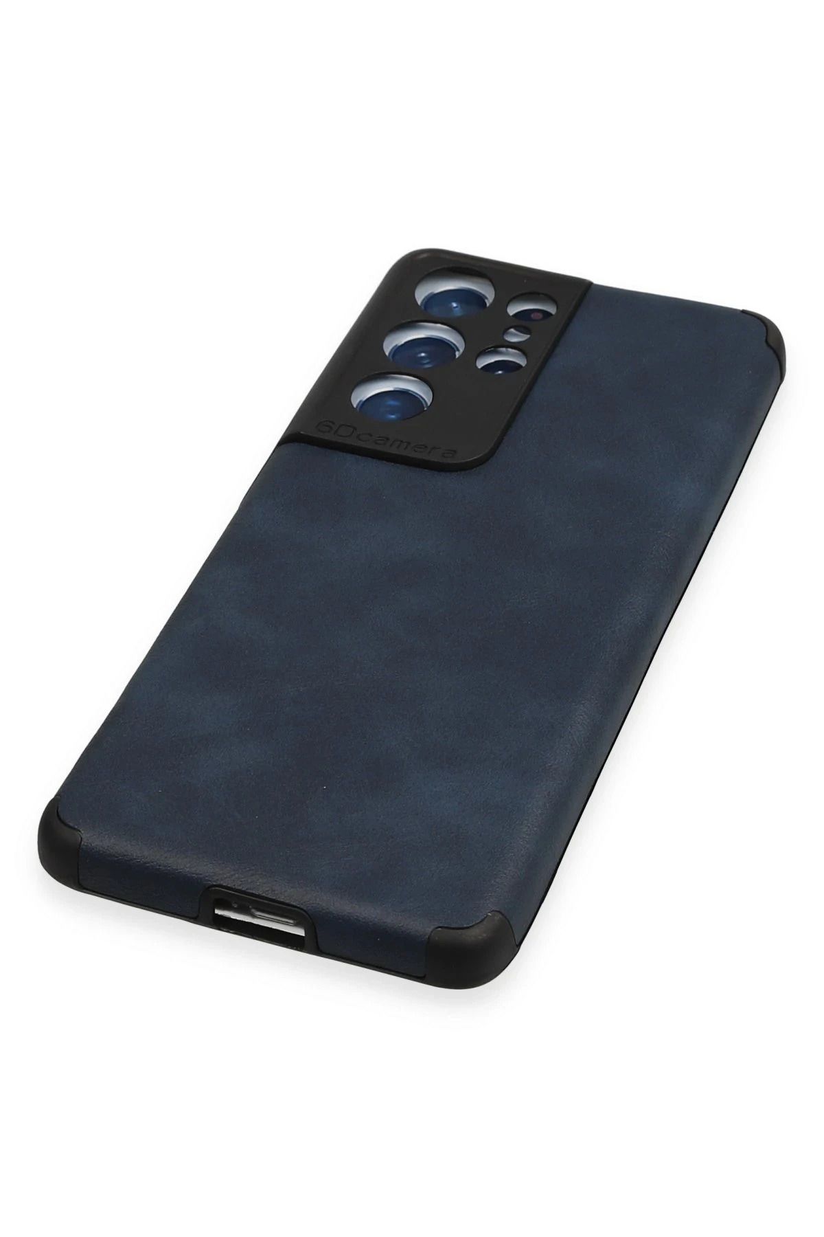 NewFace Samsung Galaxy S21 Ultra Kılıf Loop Deri Silikon - Lacivert BSTMY