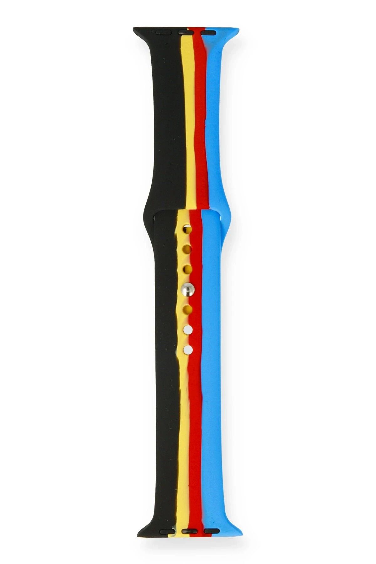 NewFace Apple Watch 38mm Gökkuşağı Org Kordon - Siyah-Mavi SVLRS