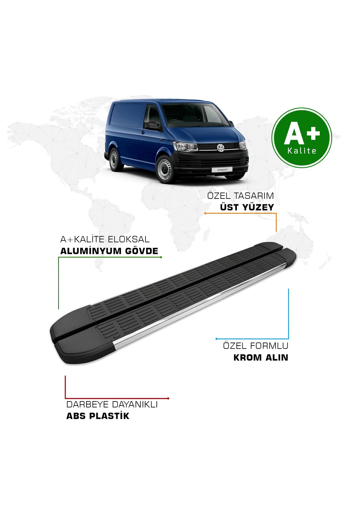 FA OTO AKSESUAR Volkswagen Transporter Yan Basamak Kısa Şasi 2016 – 2018 Model S-Line