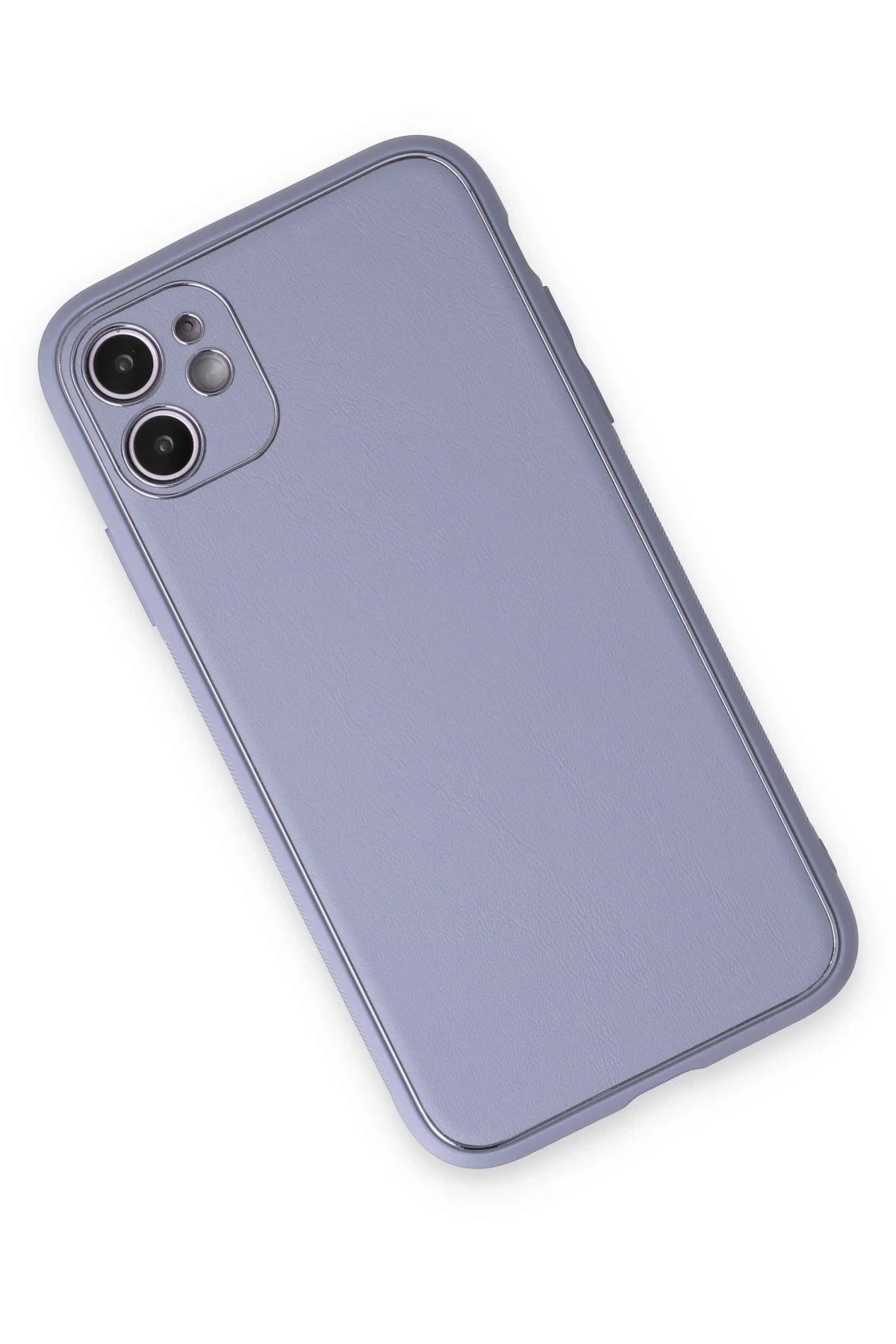 NewFace iPhone 12 Kılıf Coco Deri Silikon Kapak - Açık Lila BSTMY