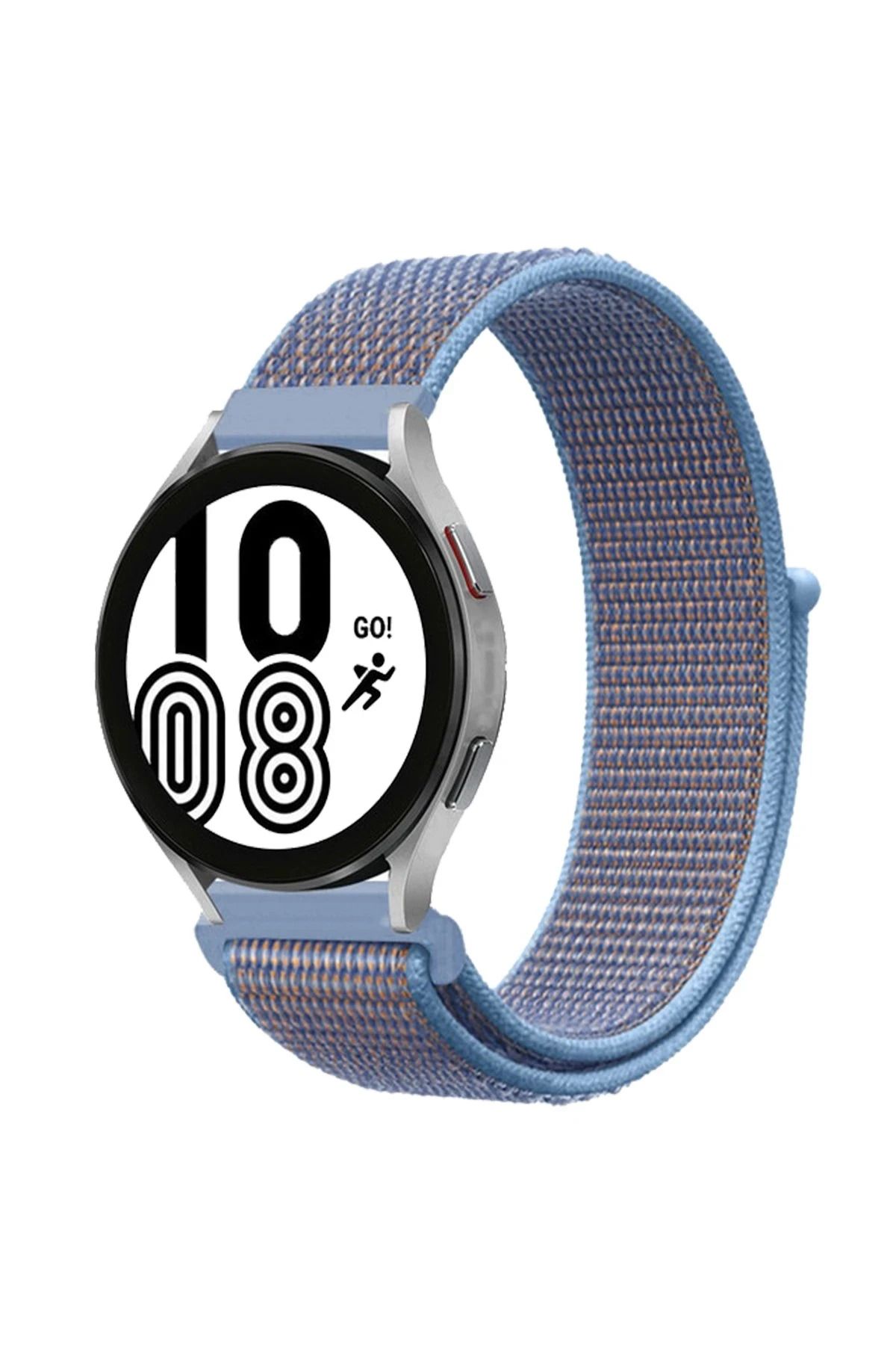 NewFace Samsung Galaxy Watch 4 Hasırlı Cırtcırtlı Kordon - Lila-Mor BSTMY