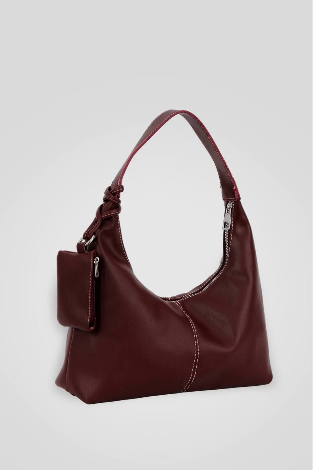 Glemix Crocus Bordo Cüzdanlı Trend Baget Kadın Omuz Çantası