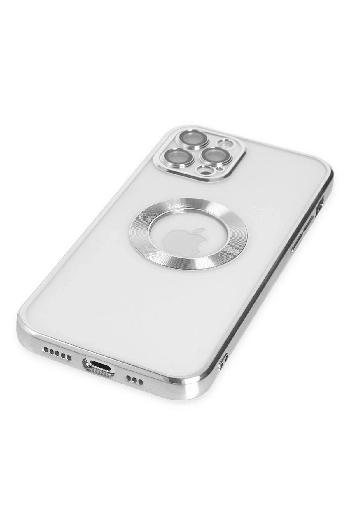NewFace iPhone 12 Pro Max Kılıf Slot Silikon - Gümüş FLKRY