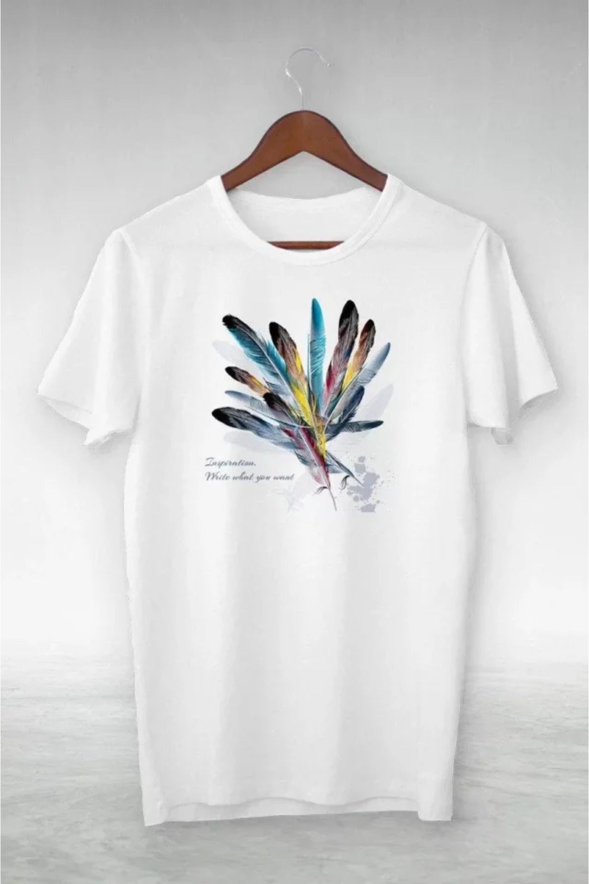 ARUZ MODA Unisex Baskılı Oversize T-Shirt - Beyaz