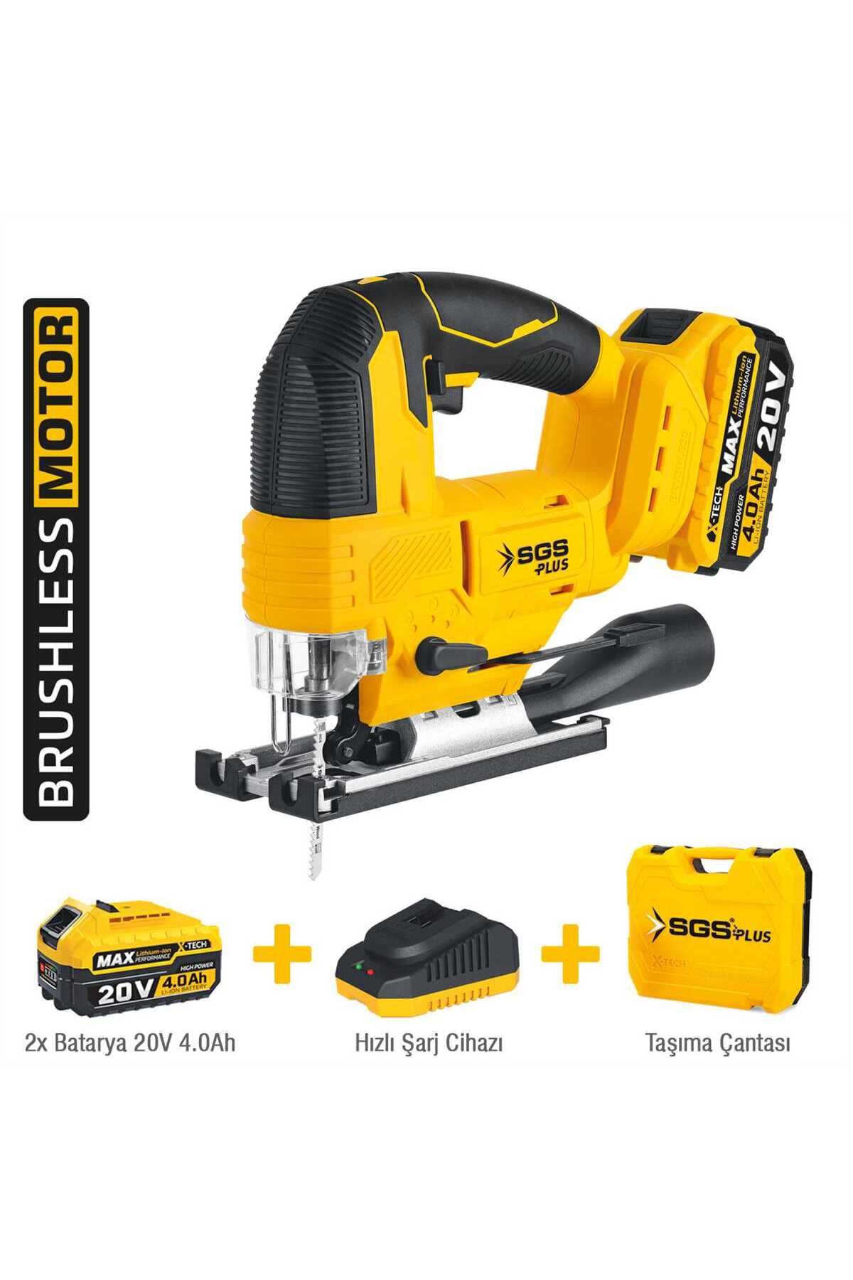 SGS PLUS SGS5545 Akülü 20 Volt 4 Amper Dekupaj Testere Makine Seti Çift Akülü