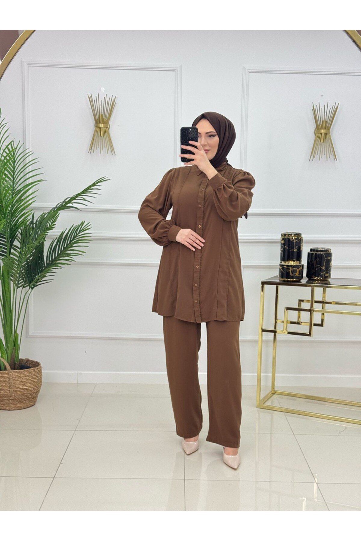 Enans Design Kadın Tesettür 2'Li Takım Tunikli Pantolonlu