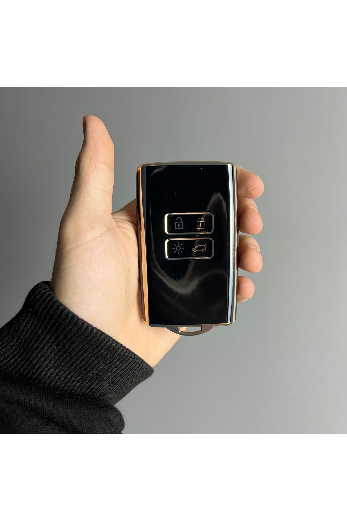 Luxe Aksesuarr Renault Talisman -Megane4- Dacia Duster Kart 4 Buton Koruma Anahtar Kumanda Silikon Kılıf Siyah Renk
