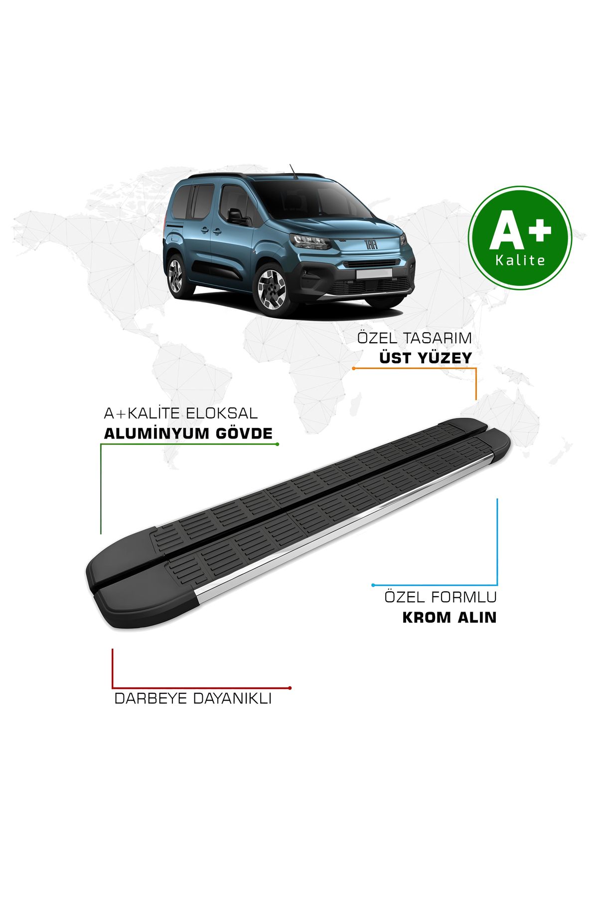 FA OTO AKSESUAR Fiat Doblo Yan Basamak Kısa Şasi 2024 Model ve Sonrası S-Line